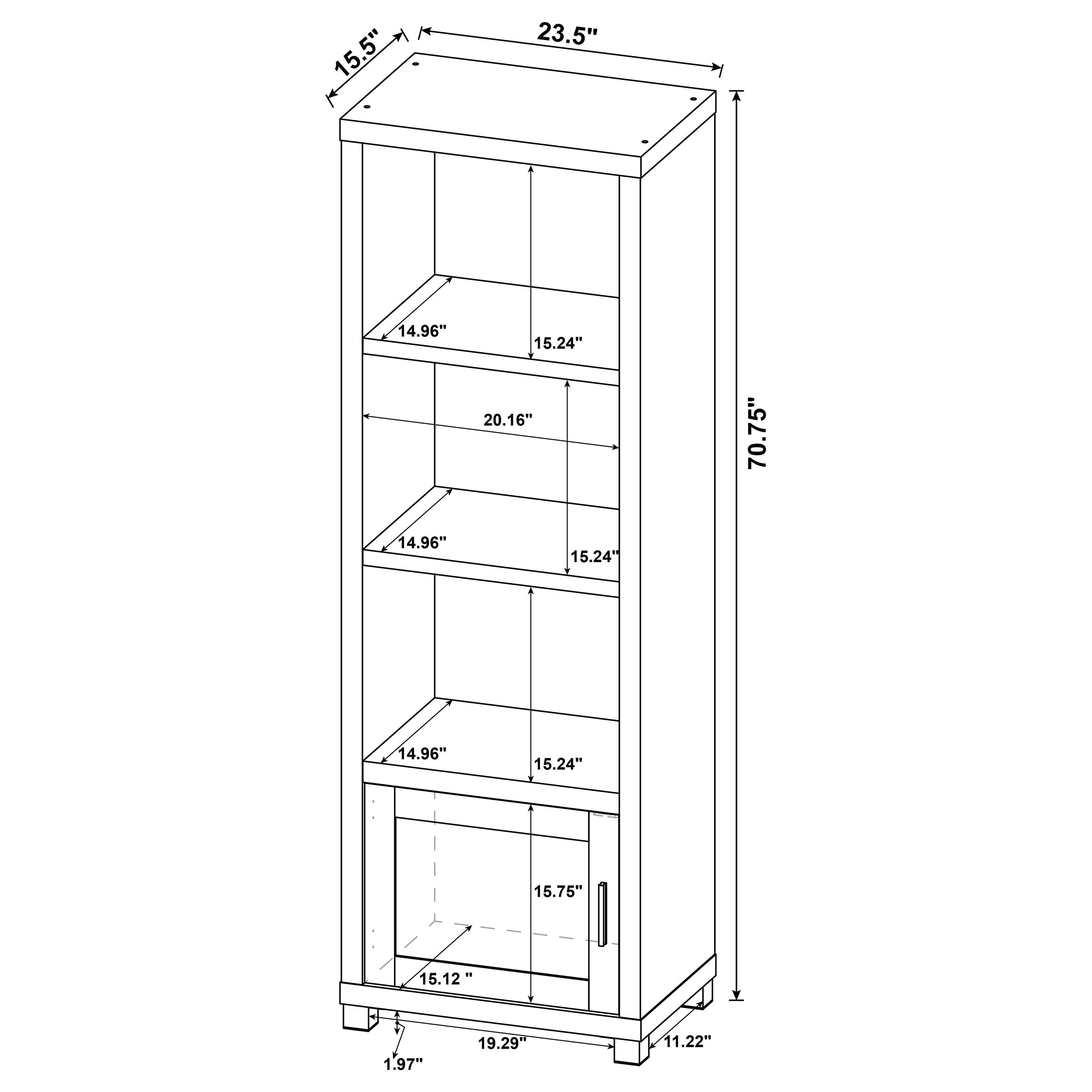 Sachin 3-shelf Media Tower With Storage Cabinet Dark Pine