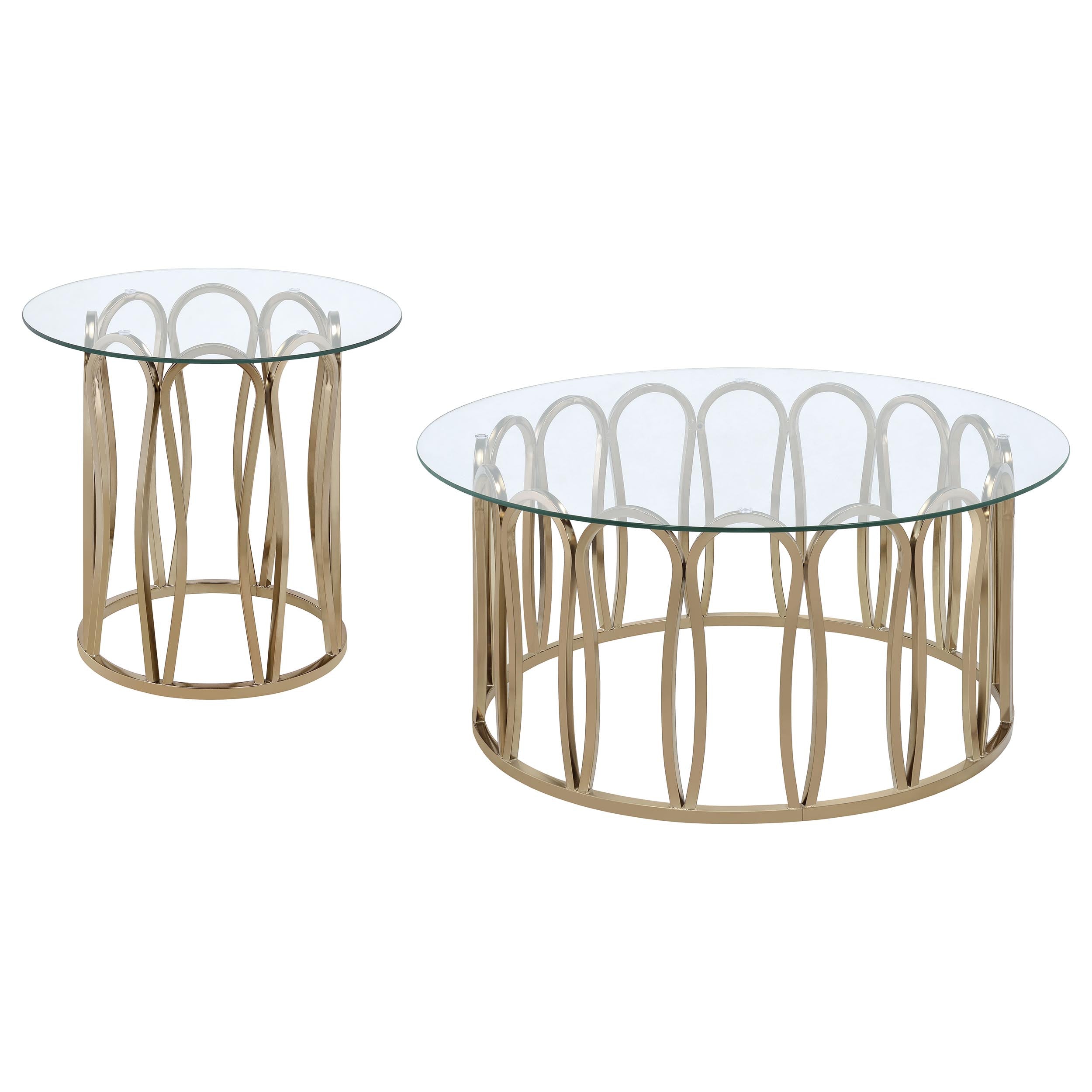 Merced 2-piece Rectangular Coffee and End Table Set Nickel
