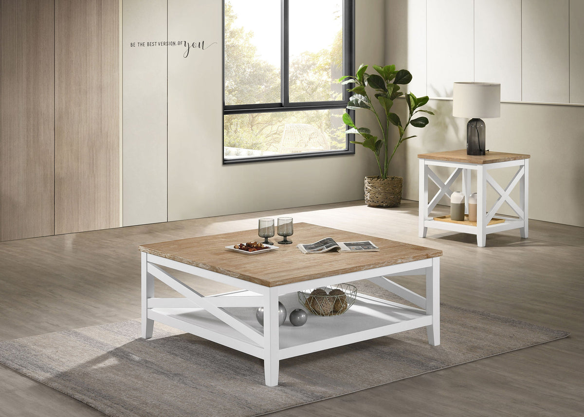 Hollis  Square Coffee and End Table Set White
