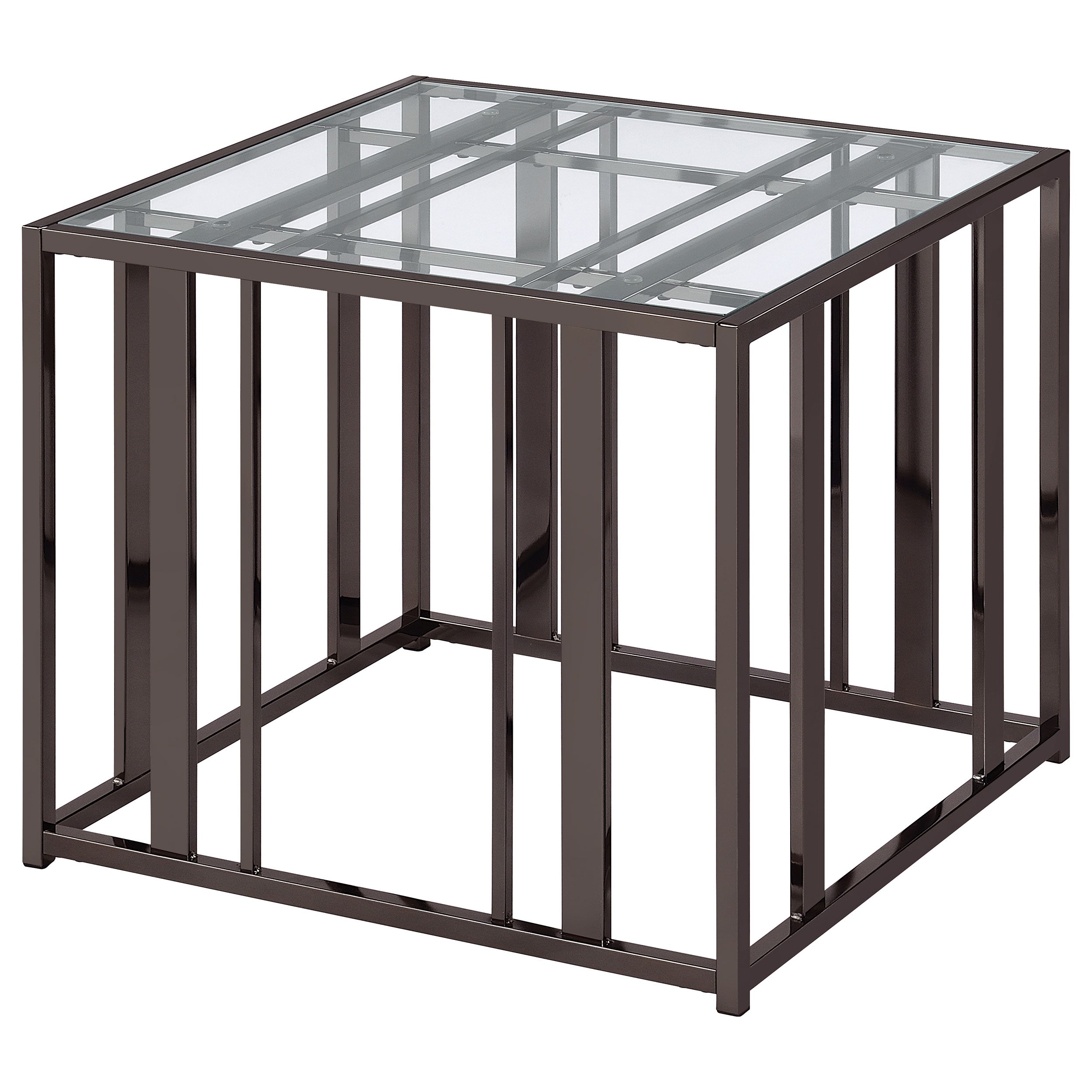 Adri Rectangular Glass Top End Table Clear and Black Nickel