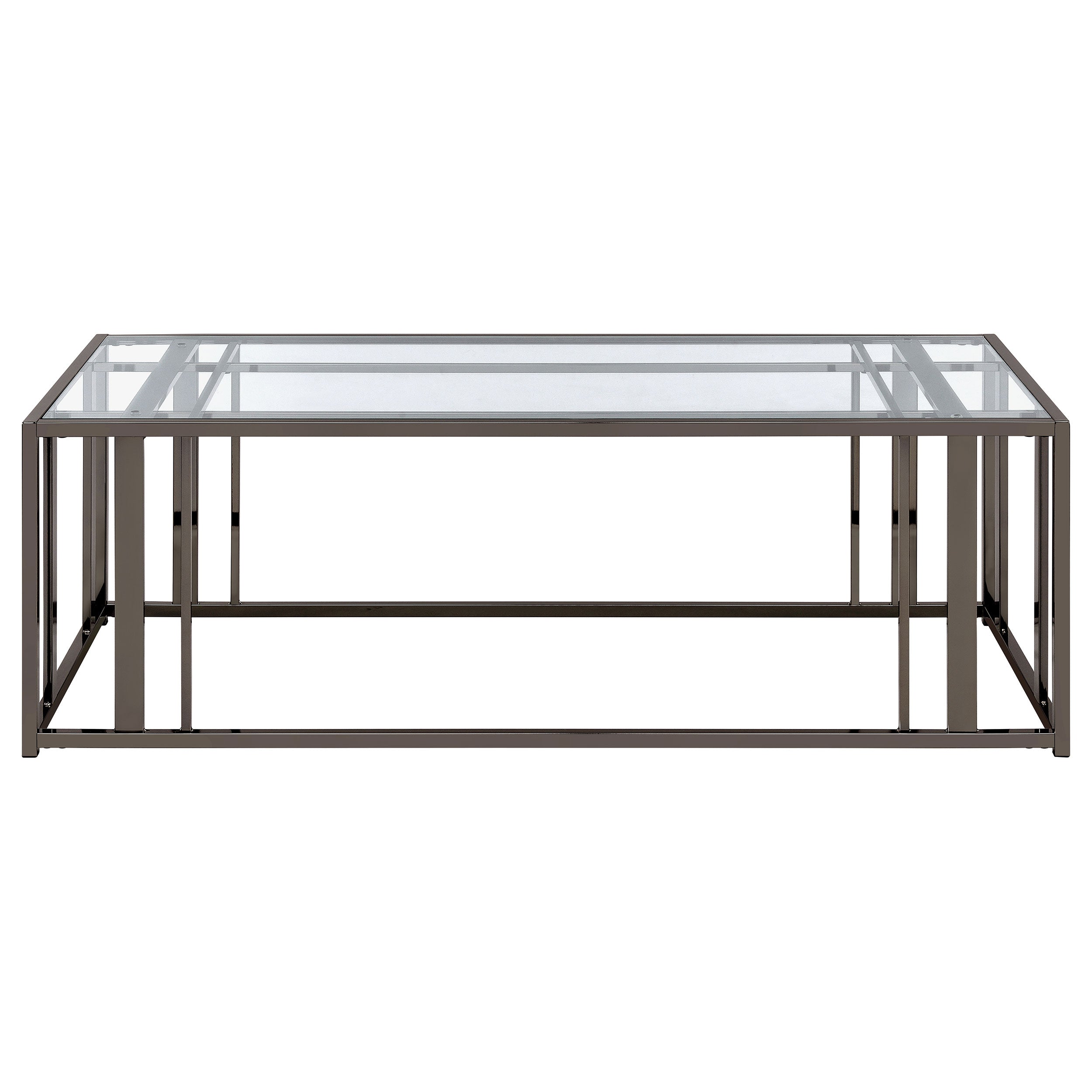 Adri Rectangular Glass Top Coffee Table Clear and Black Nickel