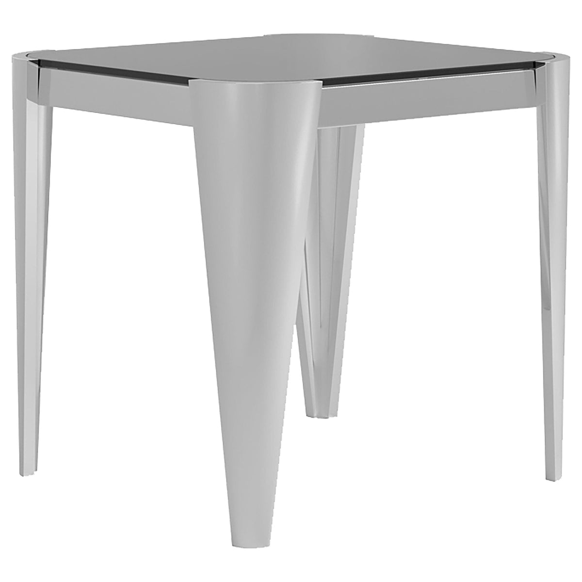 Square Glass Top End Table Silver and Grey