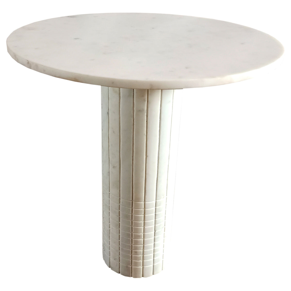 Astoria Round Genuine Marble End Table White