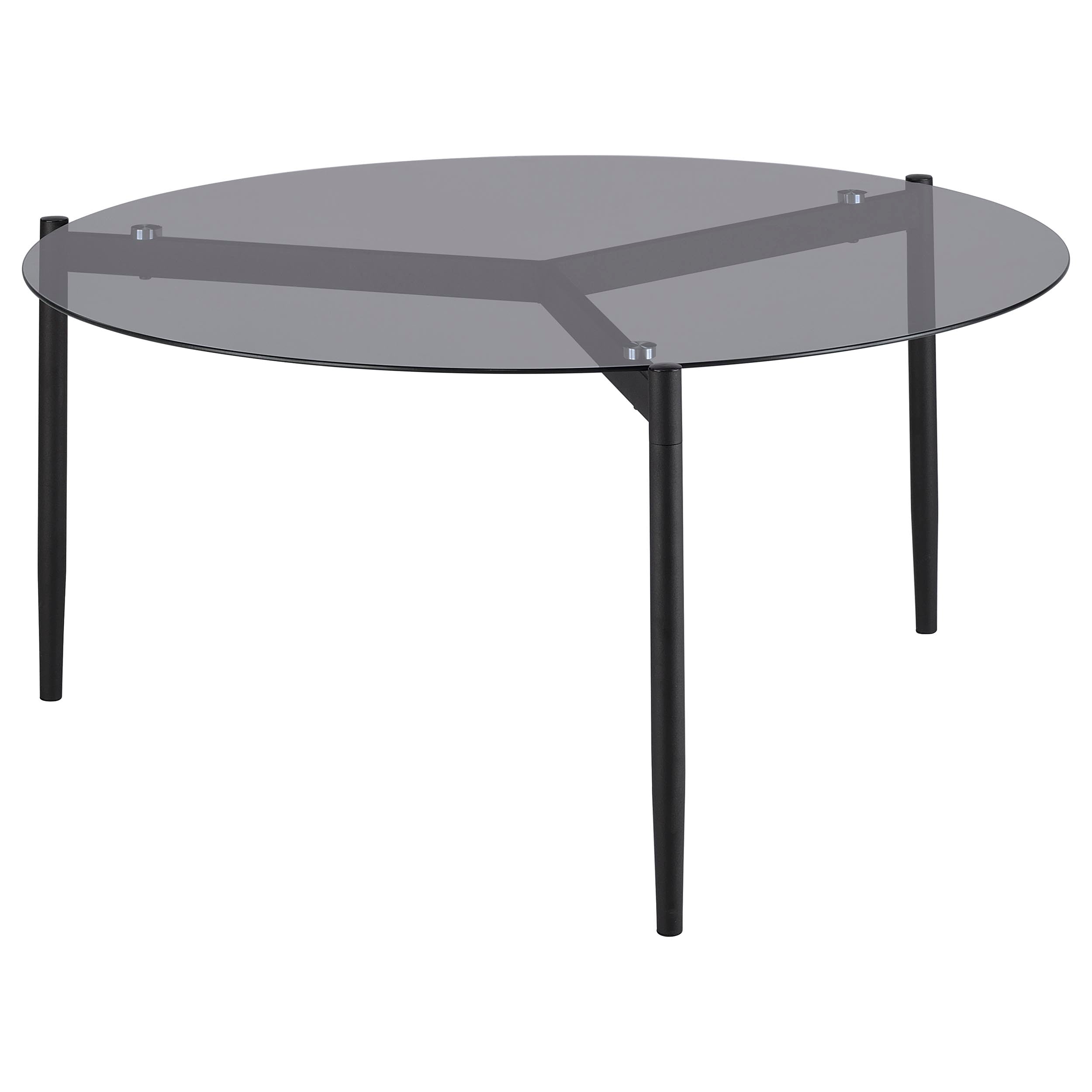 Rosalie Round Smoked Glass Top Coffee Table Sandy Black