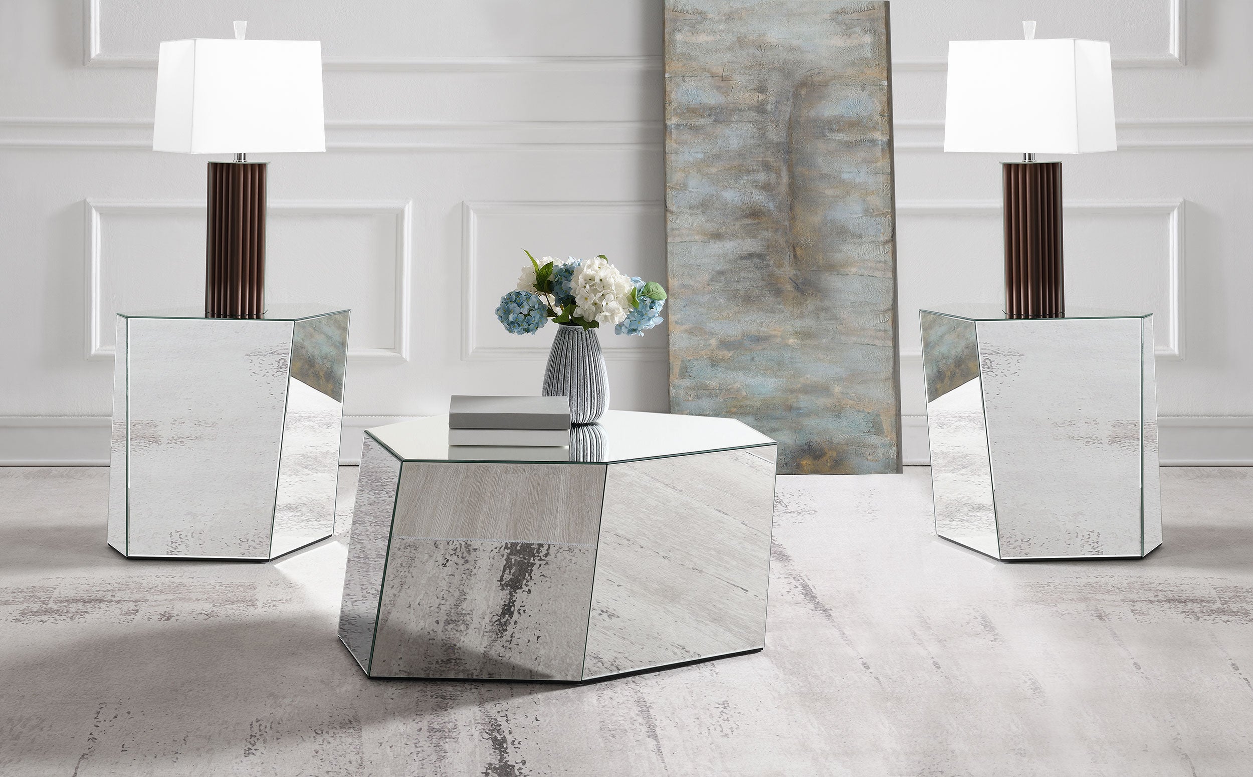 Capella Mirrored Coffee and End Table Set