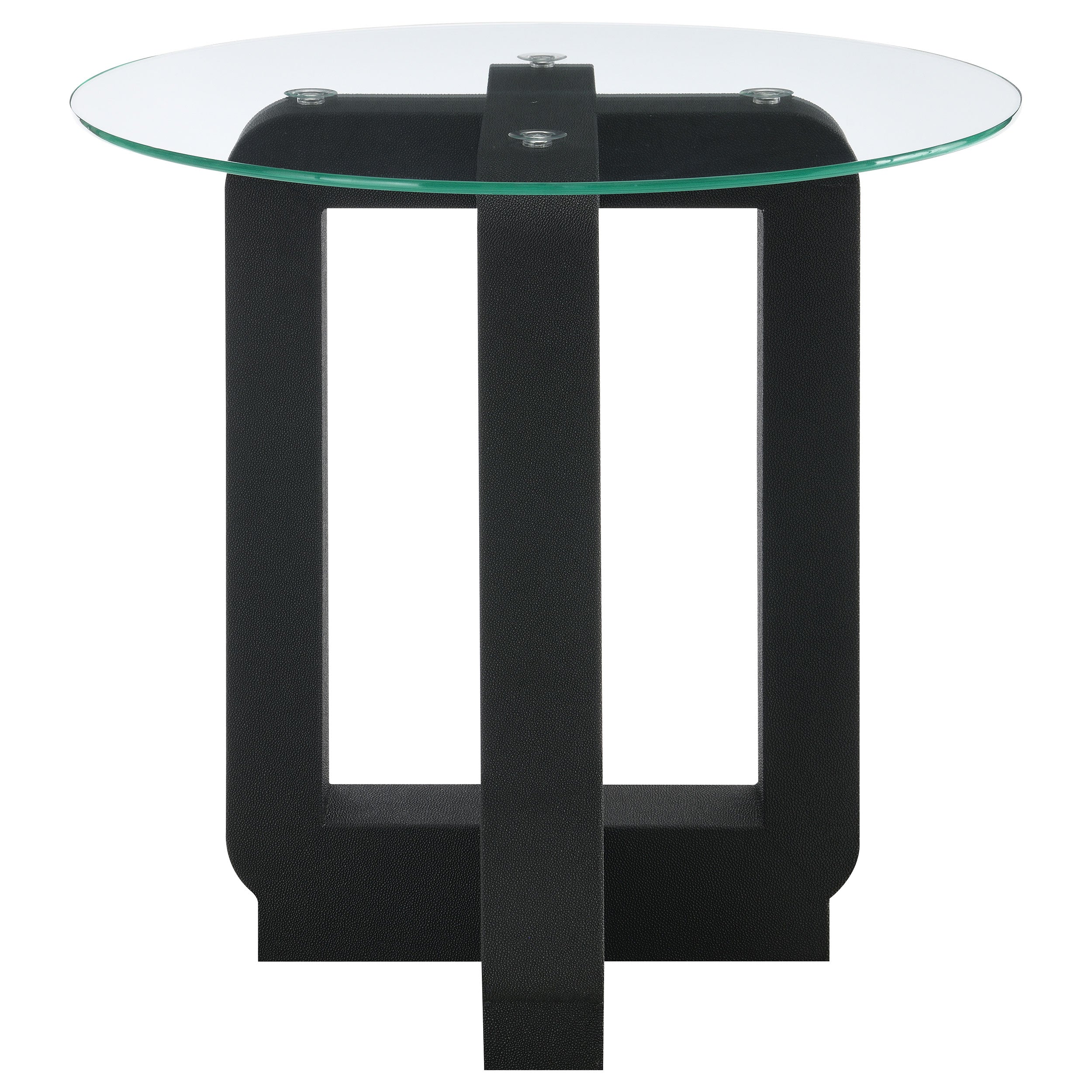 Acklin Round Clear Glass Top Side End Table Black