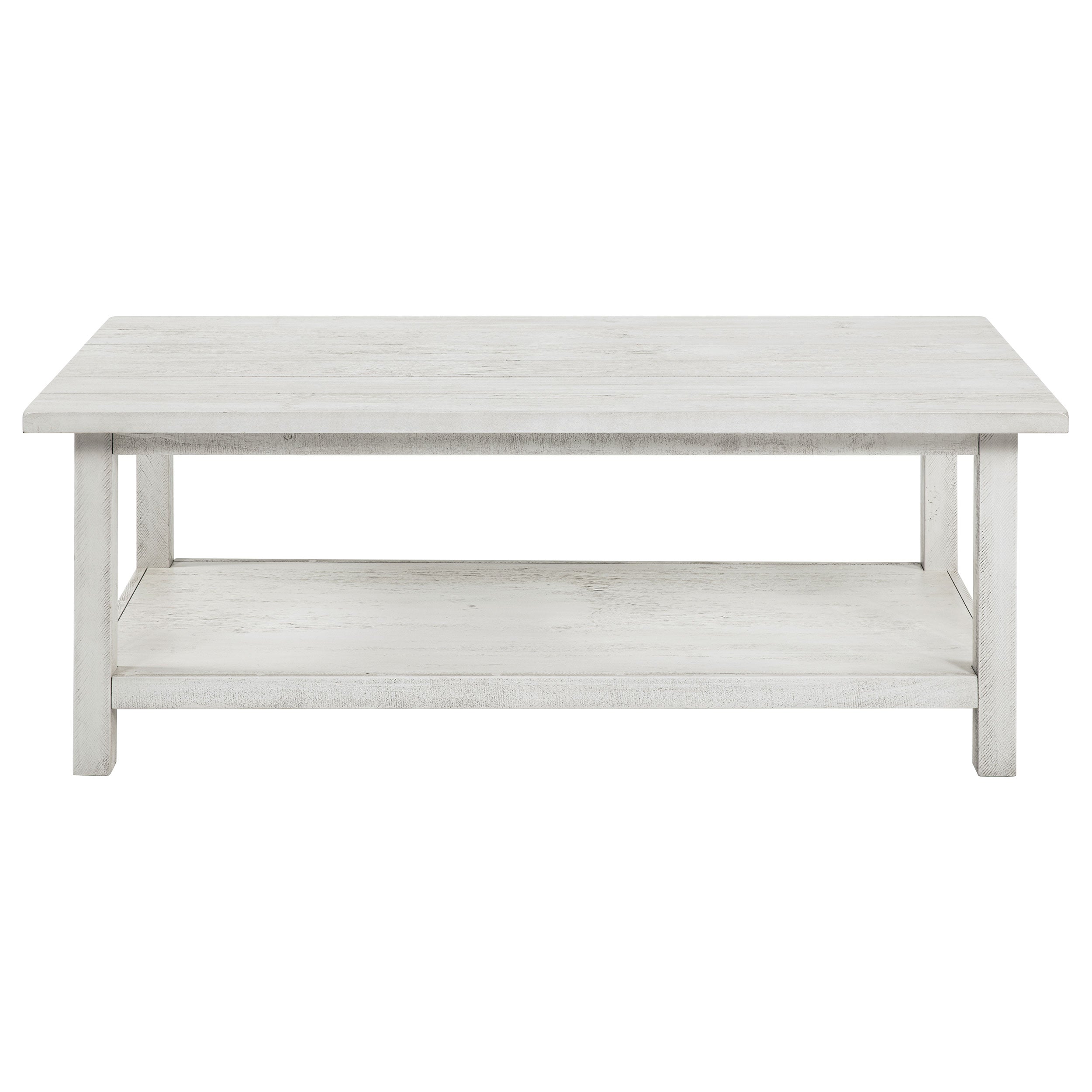 Payne Wood Coffee Table with Shelf Distressed Brown