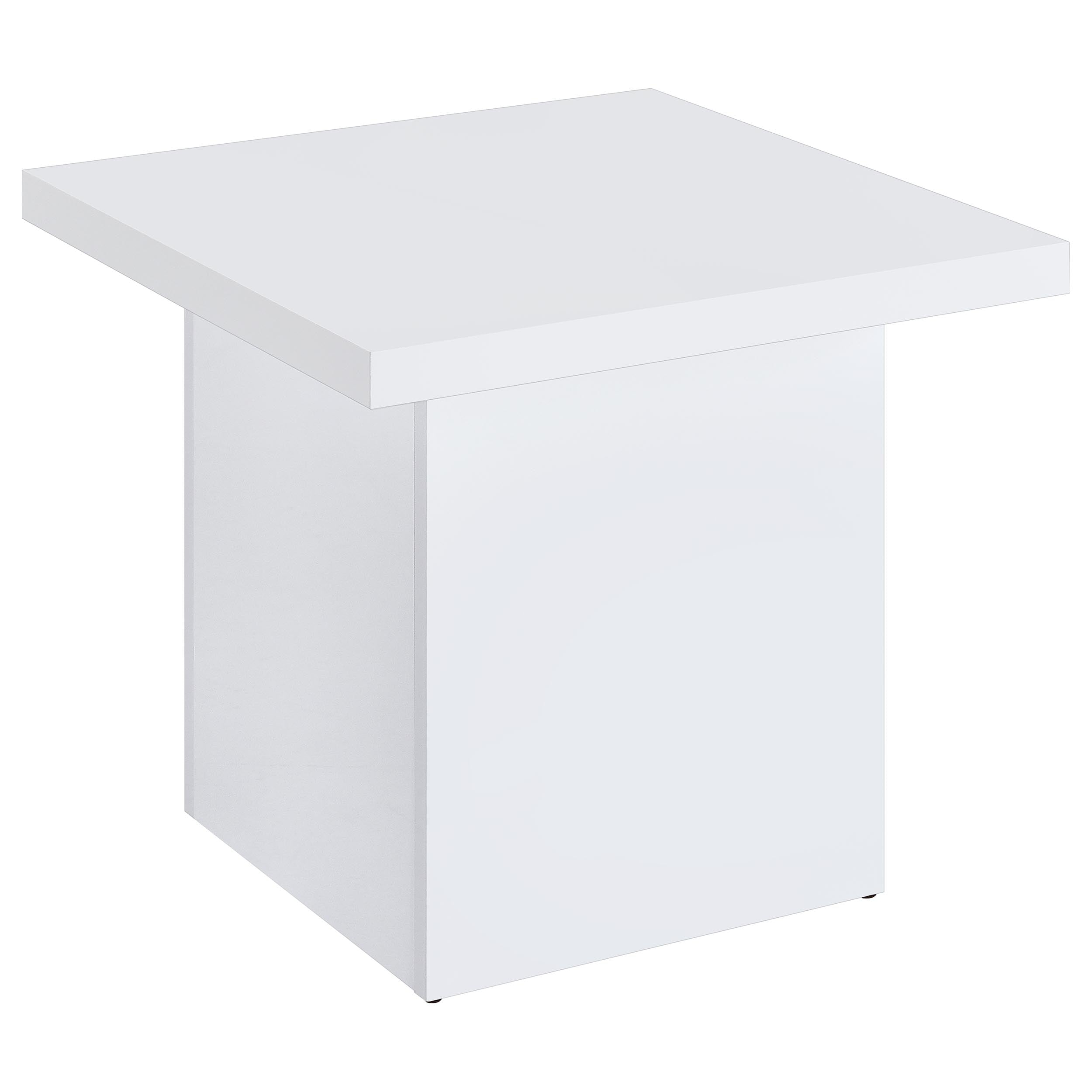 Devar Square Coffee End Table Set White High Gloss