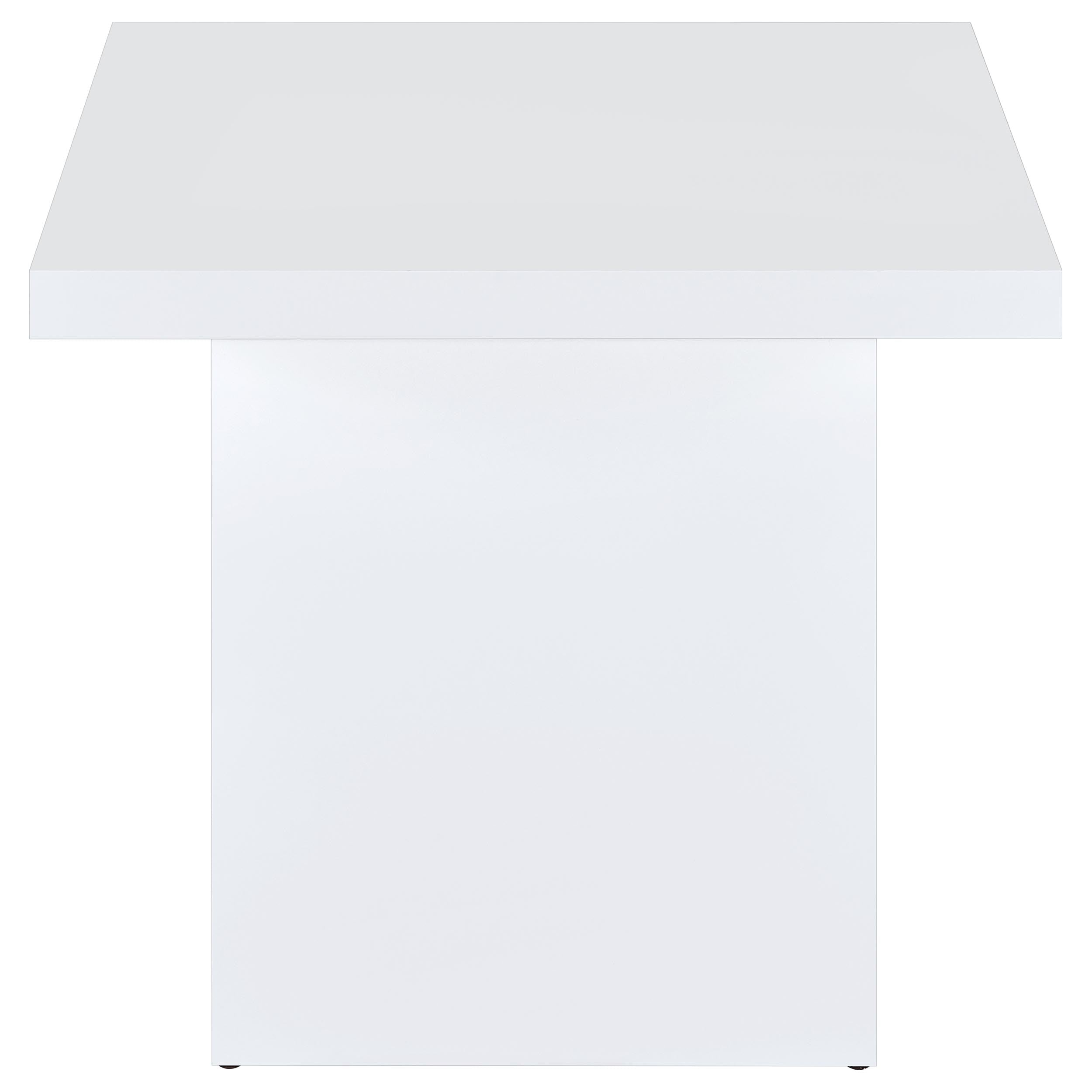 Devar Square Coffee End Table Set White High Gloss