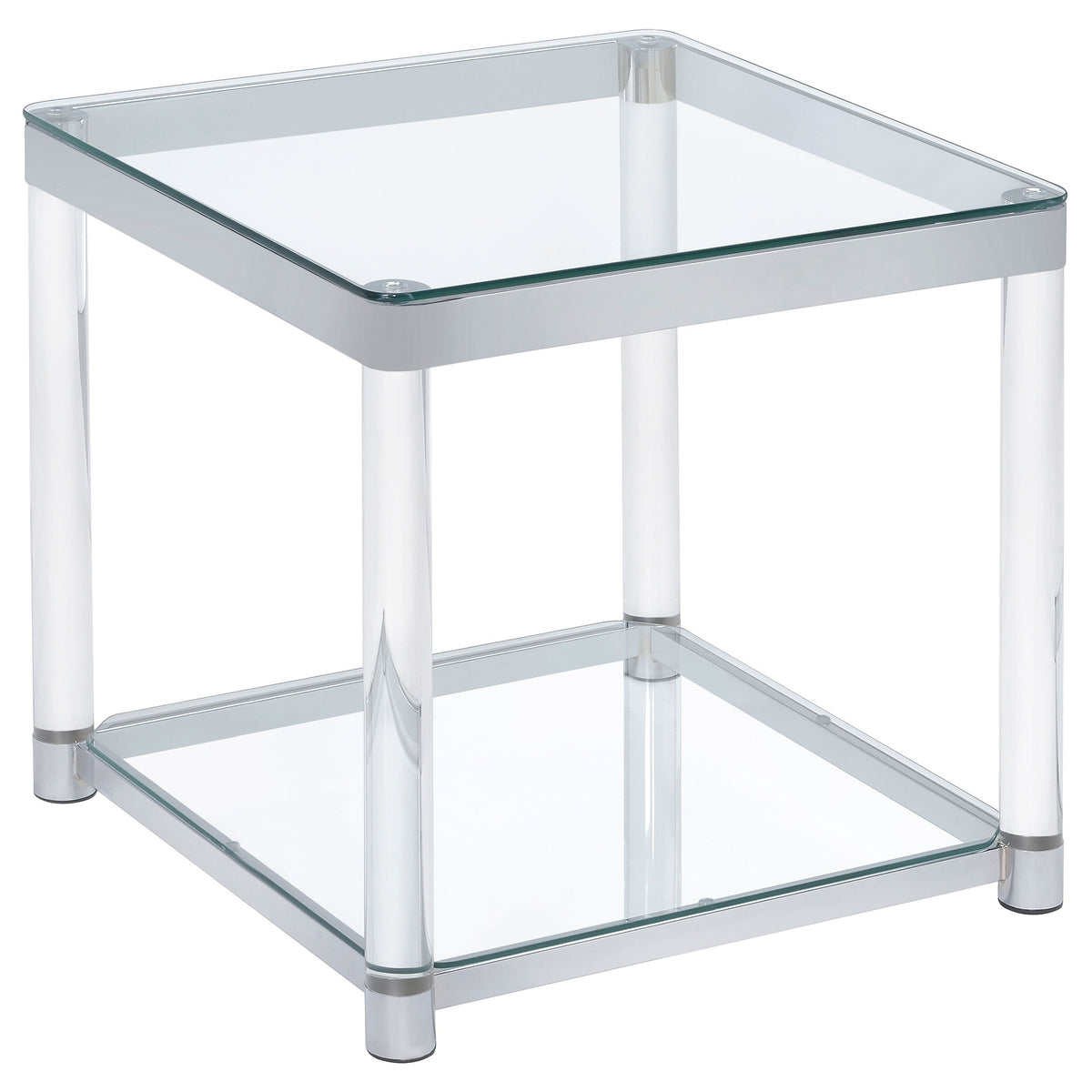 Anne End Table with Lower Shelf Chrome and Clear