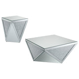 Amore Mirrored Coffee and End Table Set Silver