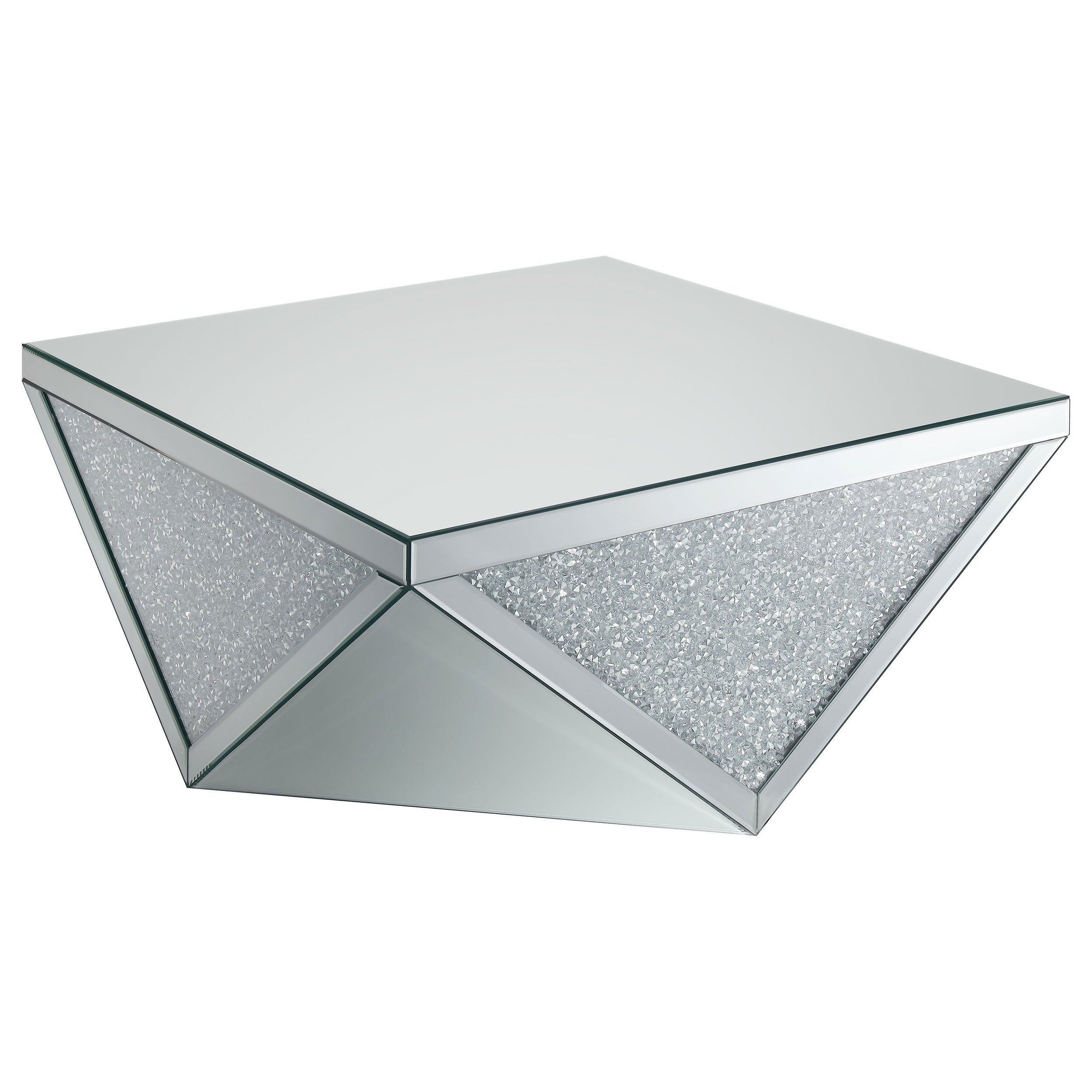 Amore Mirrored Coffee and End Table Set Silver