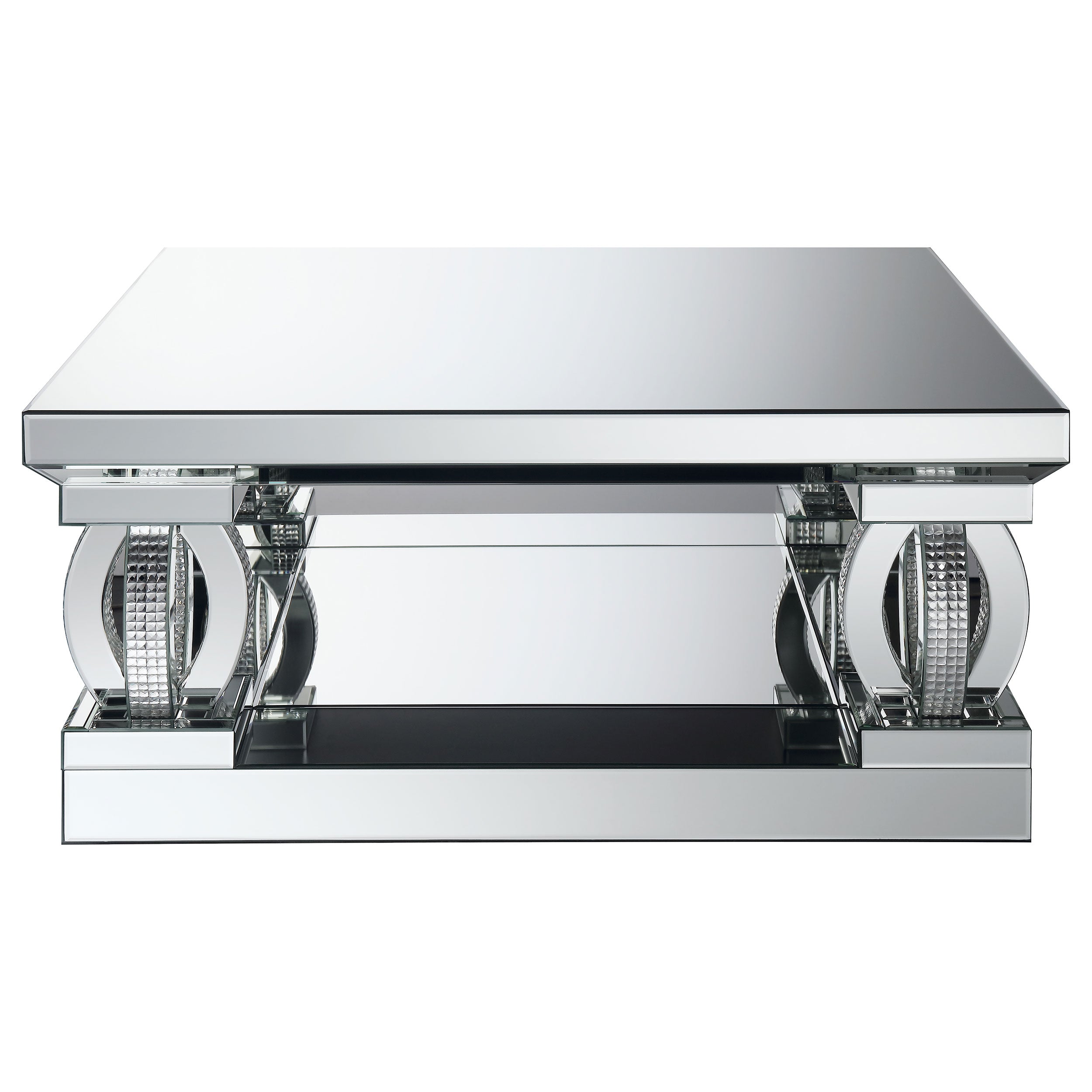 Amalia  Mirrored Coffee and End Table Set Silver