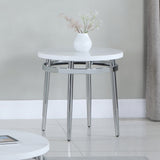 Avilla Round End Table White and Chrome