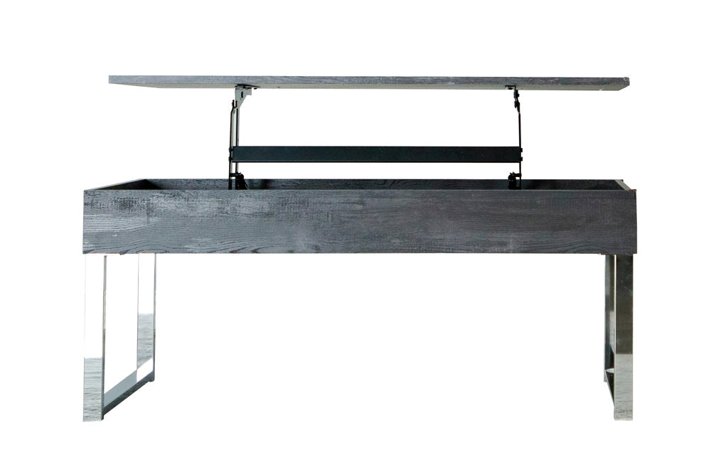 Aldine Lift Top Storage Coffee Table Dark Charcoal and Chrome