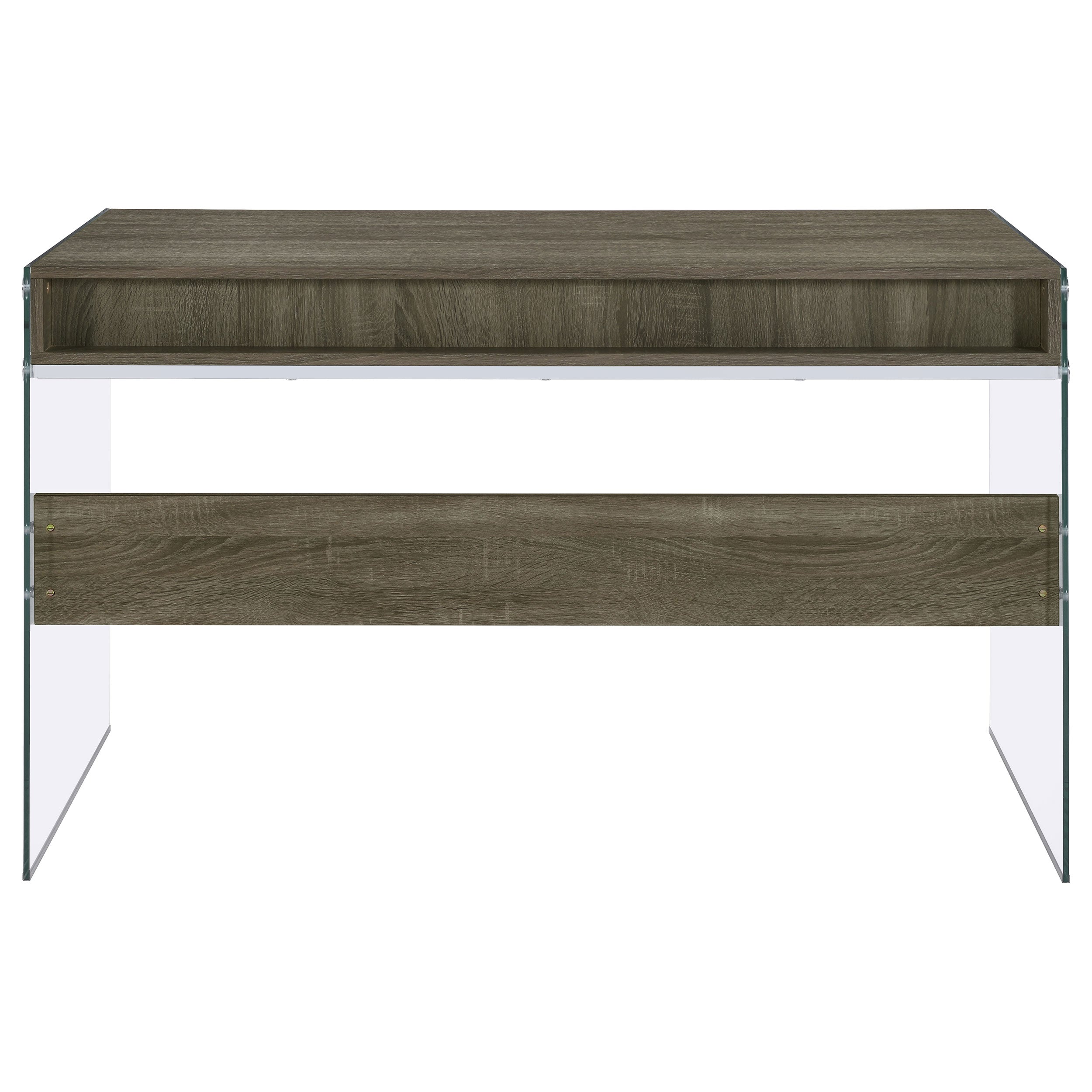 Dobrev 2-drawer Writing Desk Weathered Grey and Clear