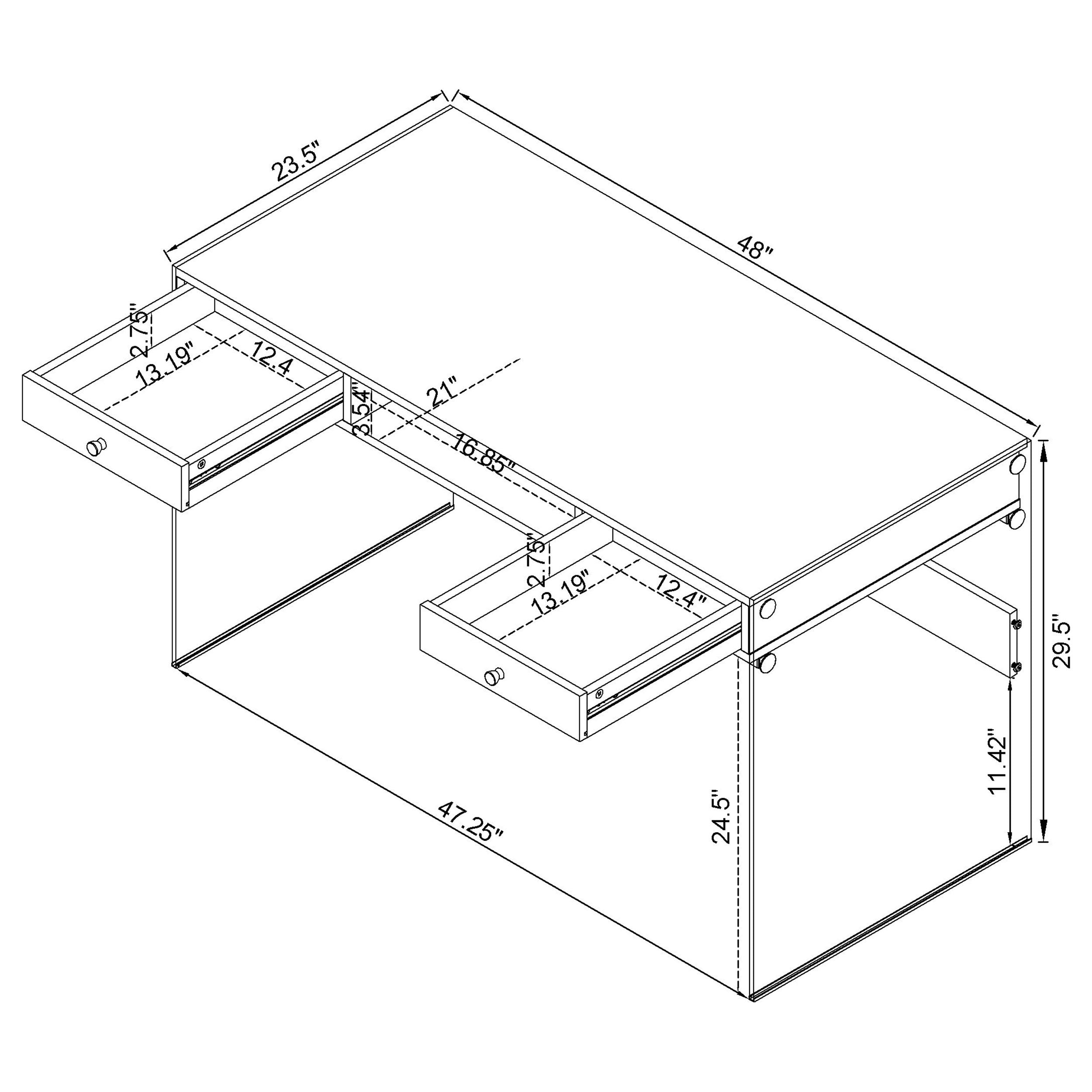 Dobrev 2-drawer Writing Desk Weathered Grey and Clear