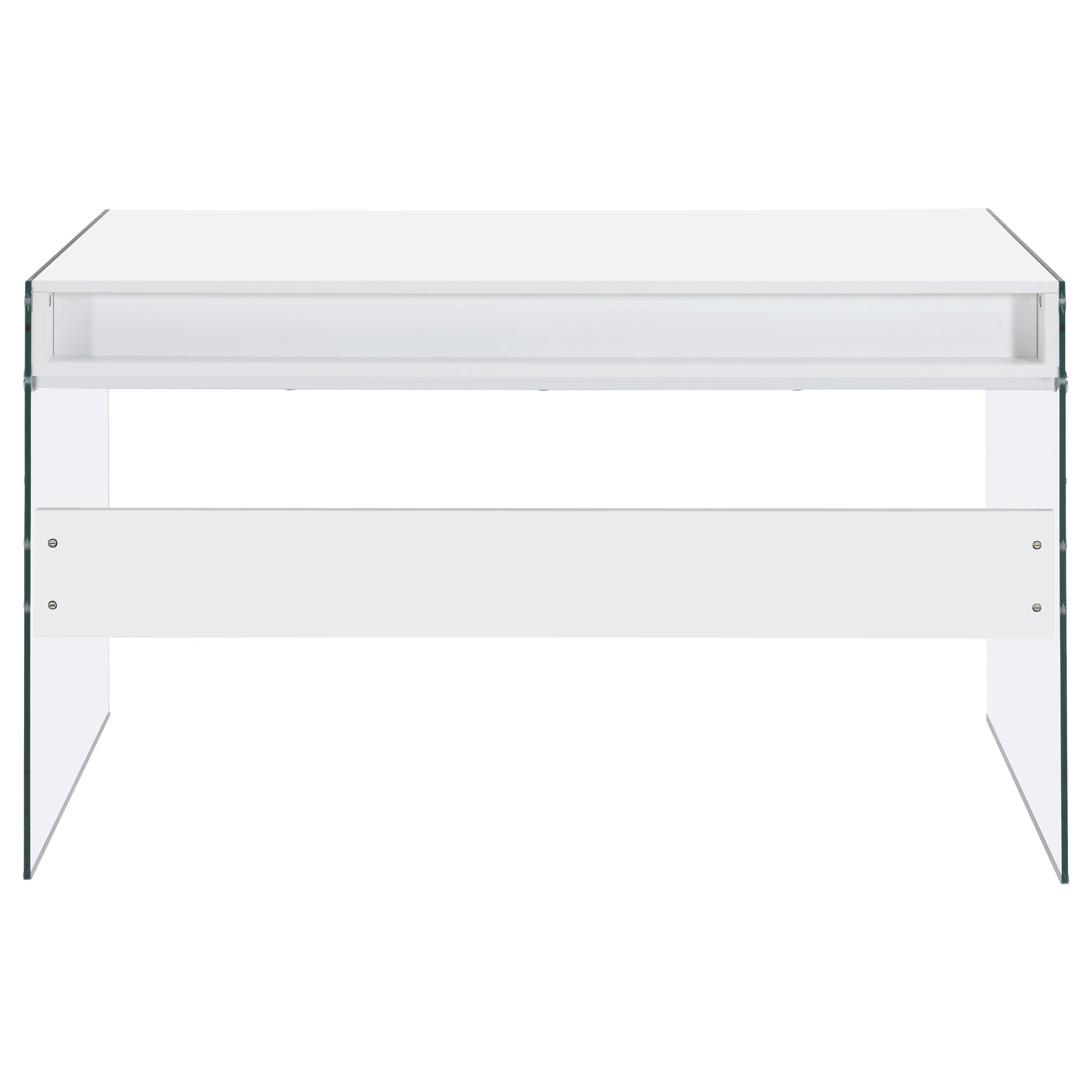 Dobrev 2-drawer Writing Desk Glossy White and Clear