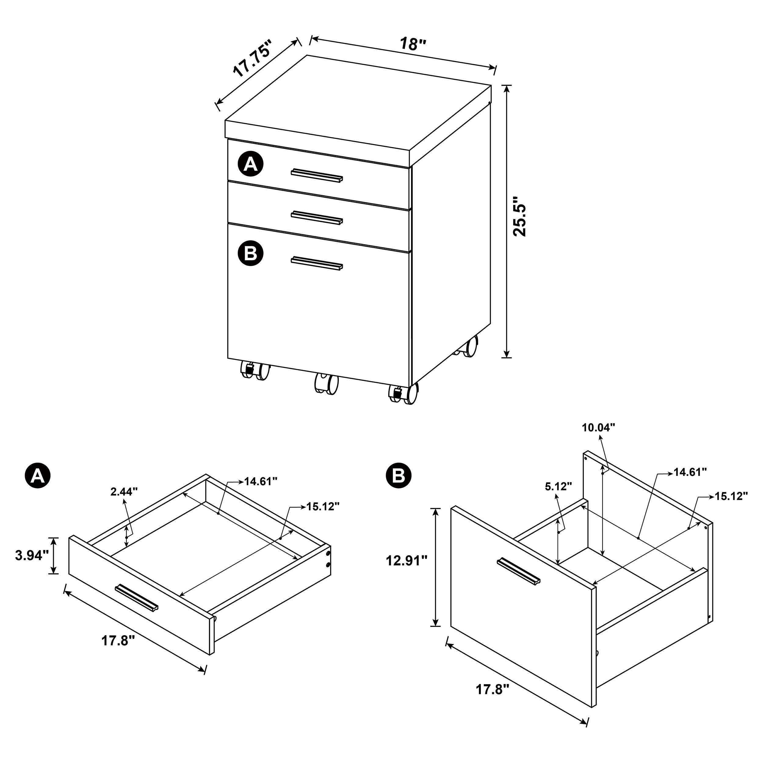 Skylar 3-drawer Mobile File Cabinet Cappuccino