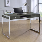 Wallice 2-drawer Writing Desk Weathered Grey and Chrome