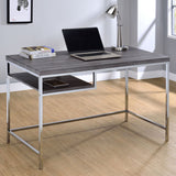 Kravitz Rectangular Writing Desk Weathered Grey and Chrome