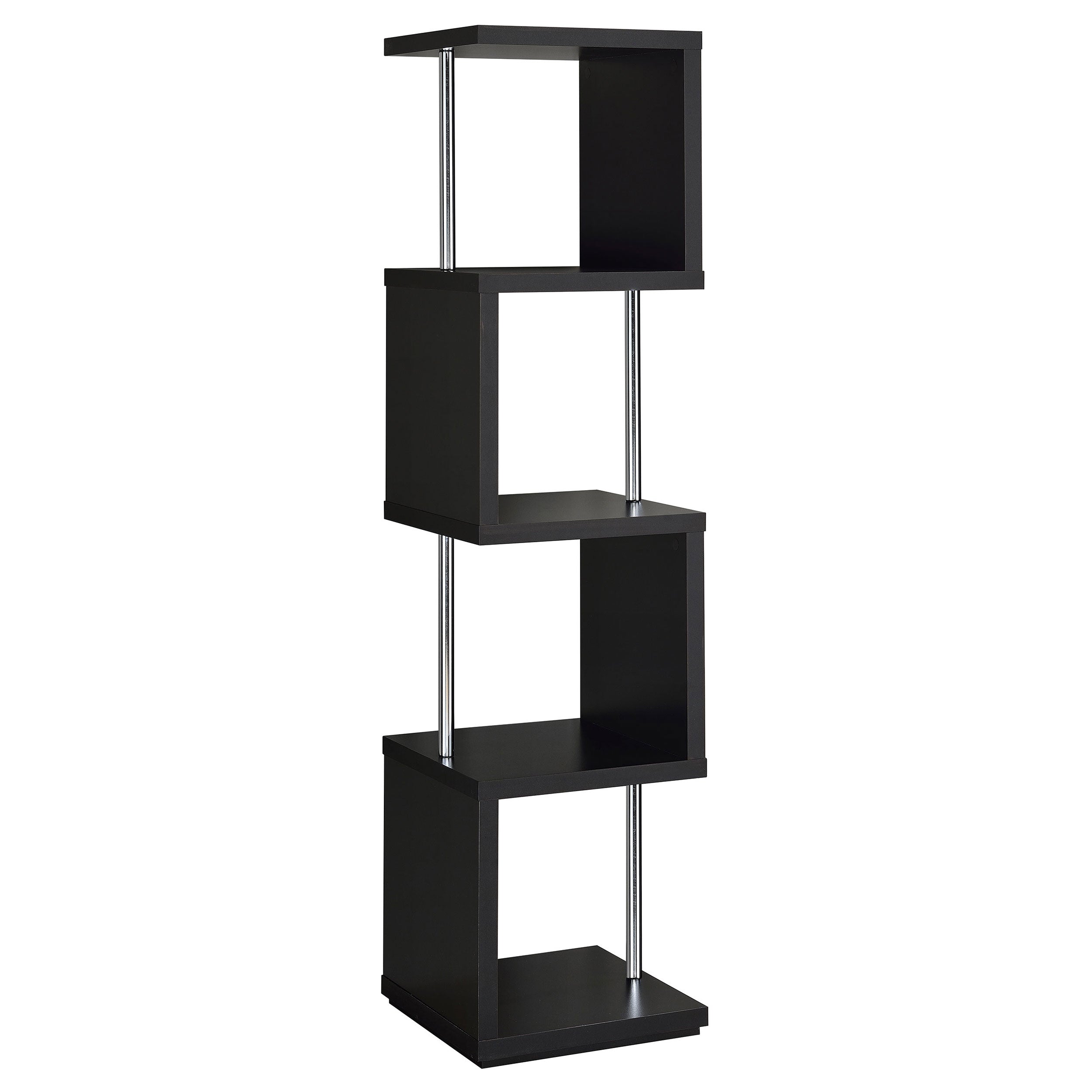 Baxter 4-shelf Bookcase Black and Chrome