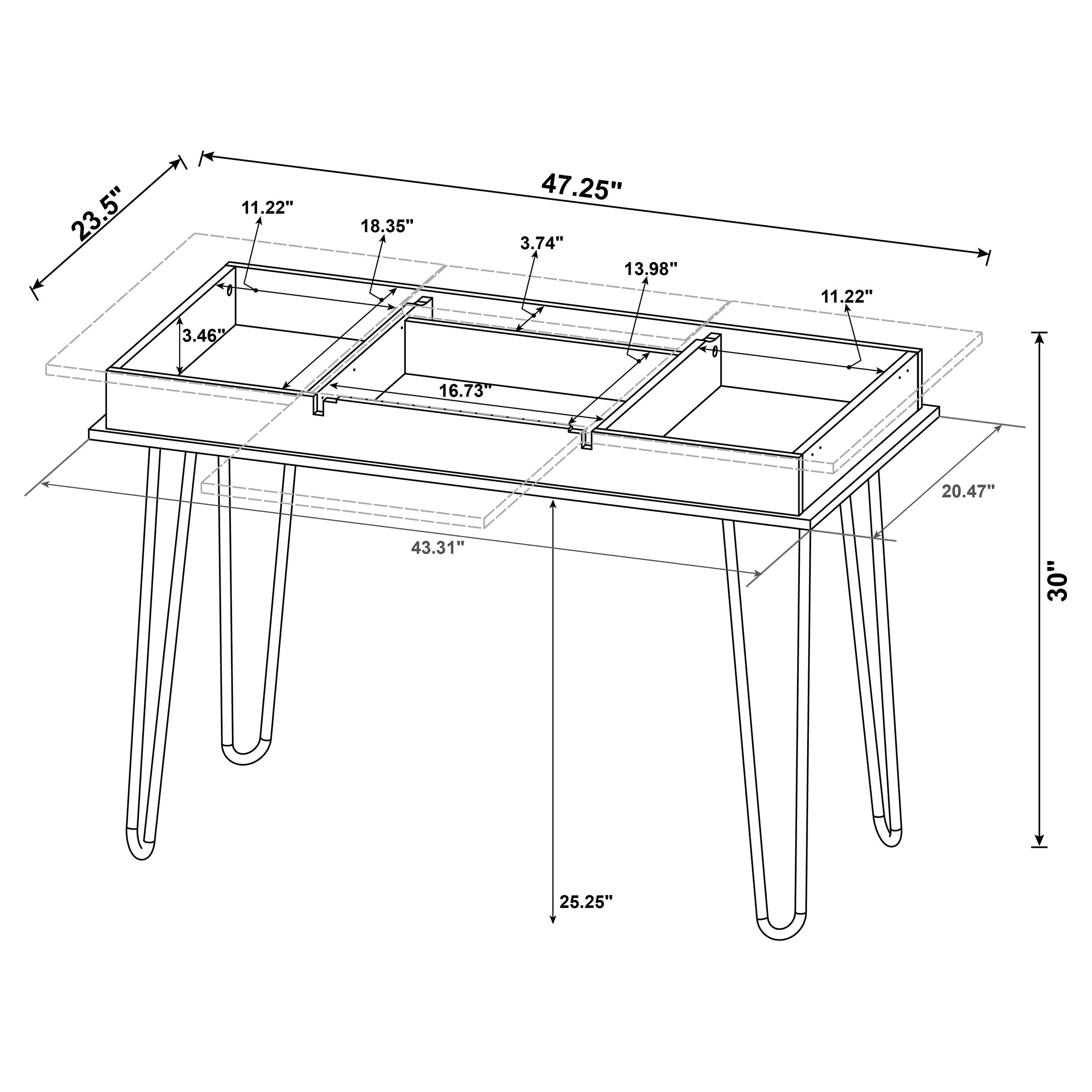 Sheeran Writing Desk with 4 Hidden Storages Rustic Amber