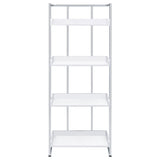 Ember 68-inch 4-shelf Bookshelf White High Gloss and Chrome