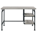 Delray 2-tier Open Shelving Writing Desk Grey Driftwood and Black