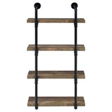 Elmcrest 24-inch Wall Shelf Black and Rustic Oak