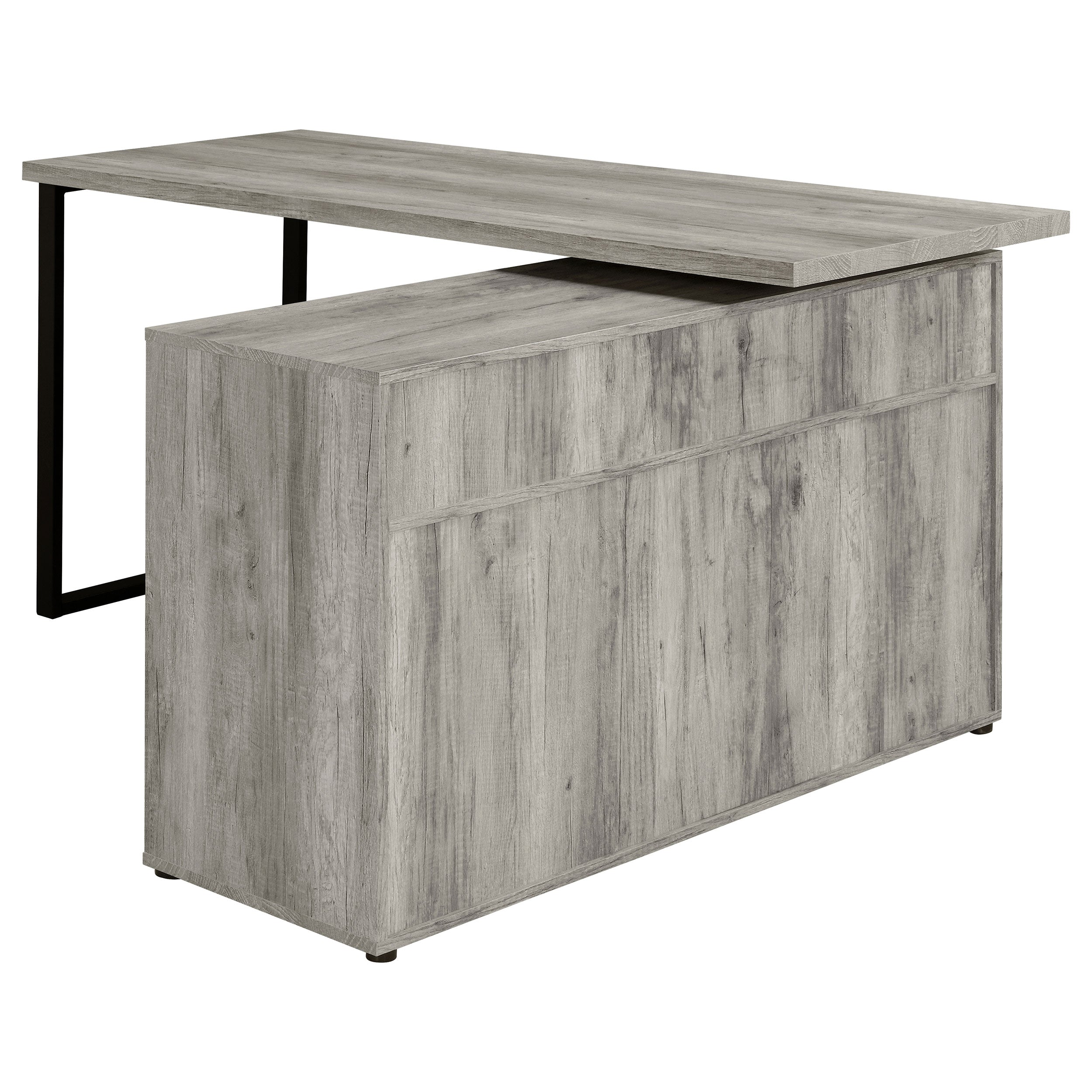 Hertford L-shape Office Desk with Storage Grey Driftwood