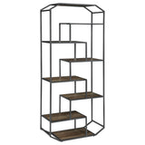 Leland 6-shelf Bookcase Rustic Brown and Dark Grey