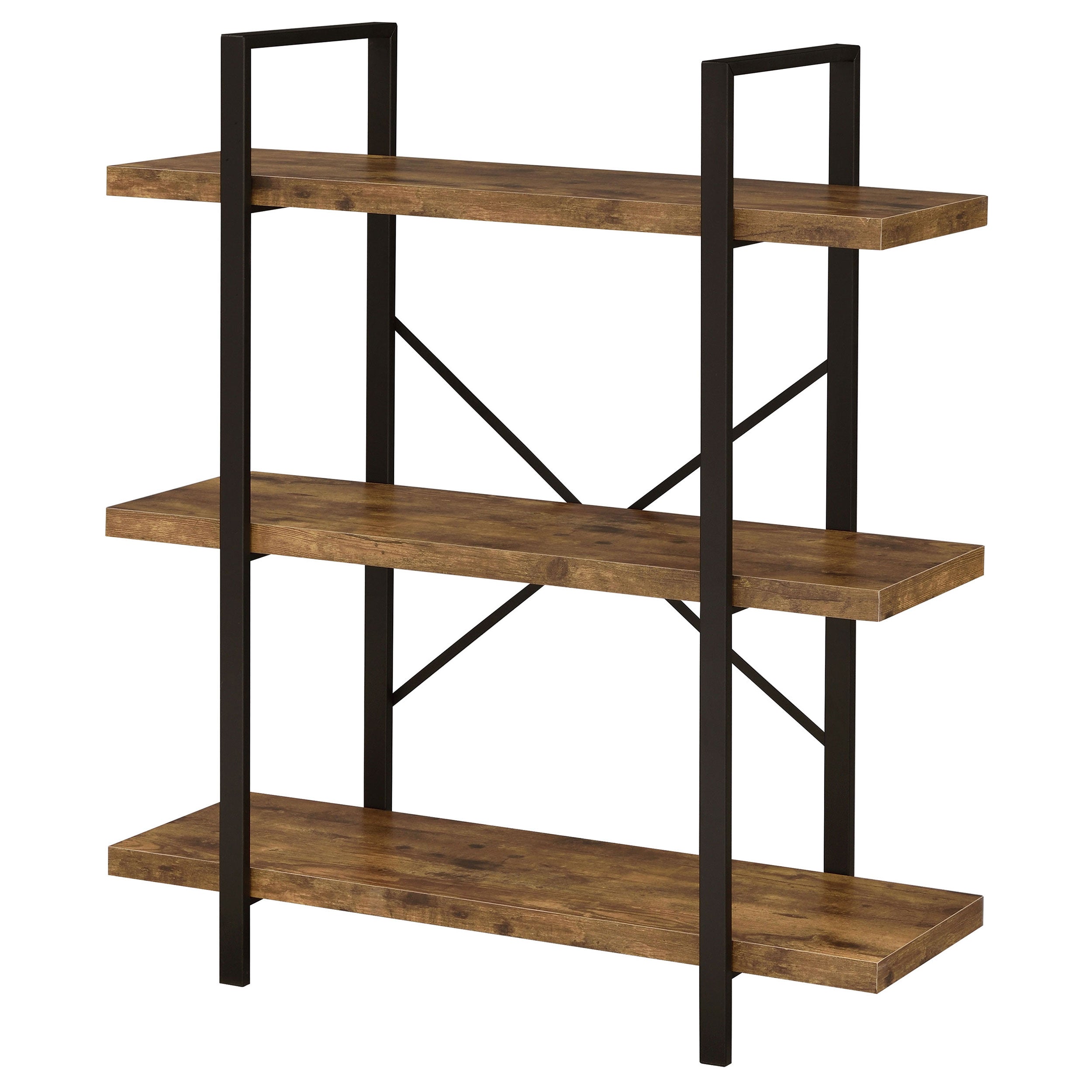 Cole 3-Shelf Bookcase Antique Nutmeg and Black