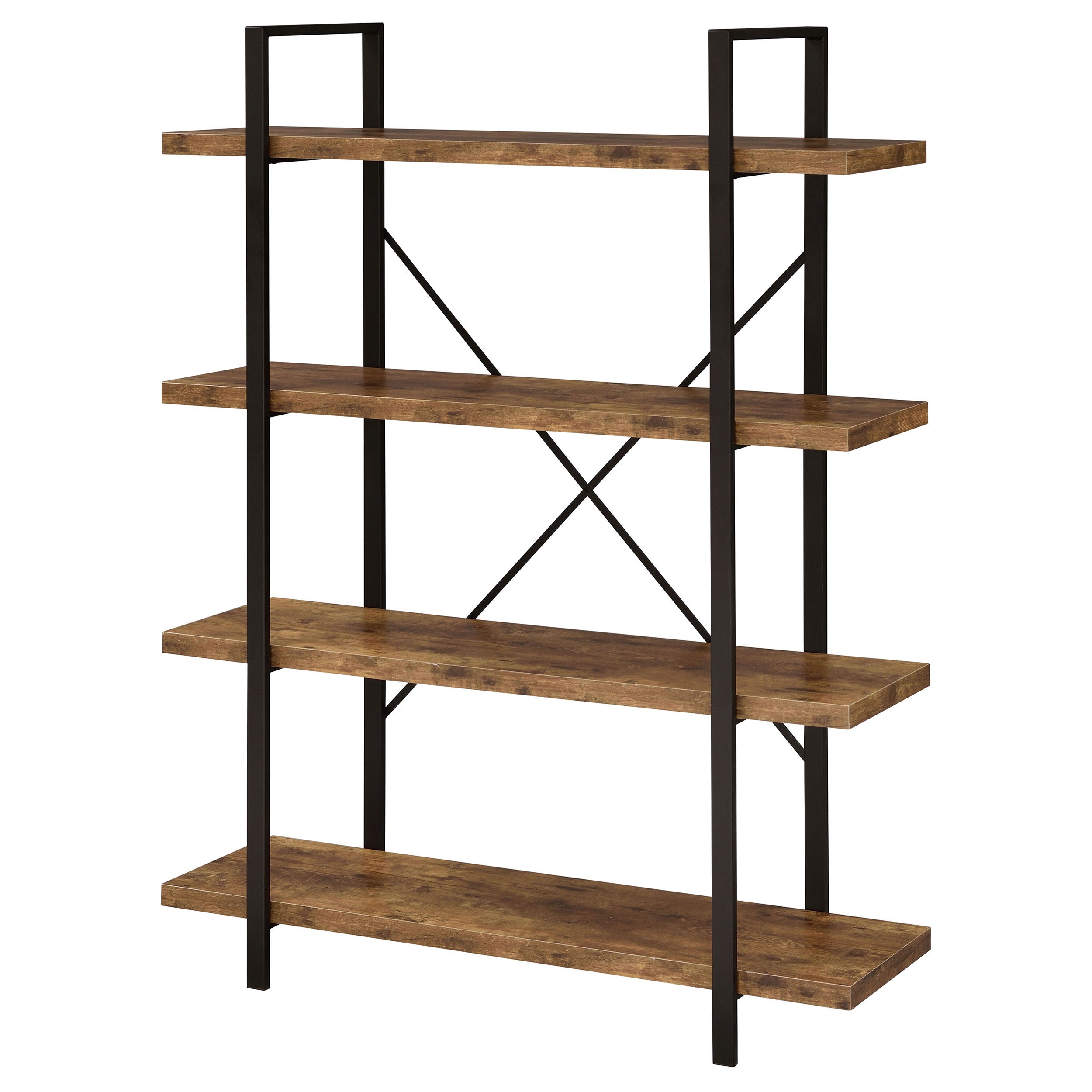 Cole 4-Shelf Bookcase Antique Nutmeg and Black