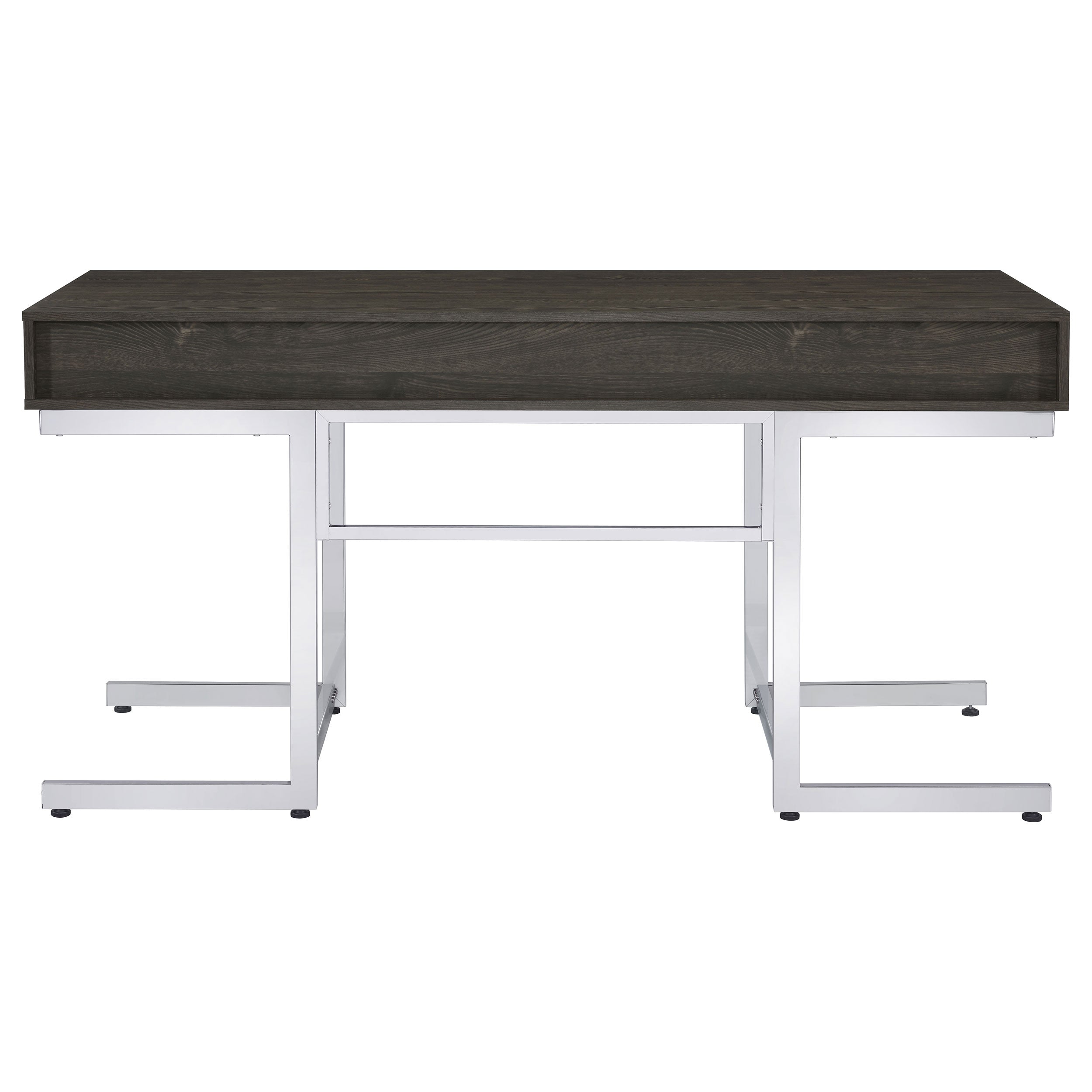 Noorvik 3-drawer Writing Desk Dark Oak and Chrome