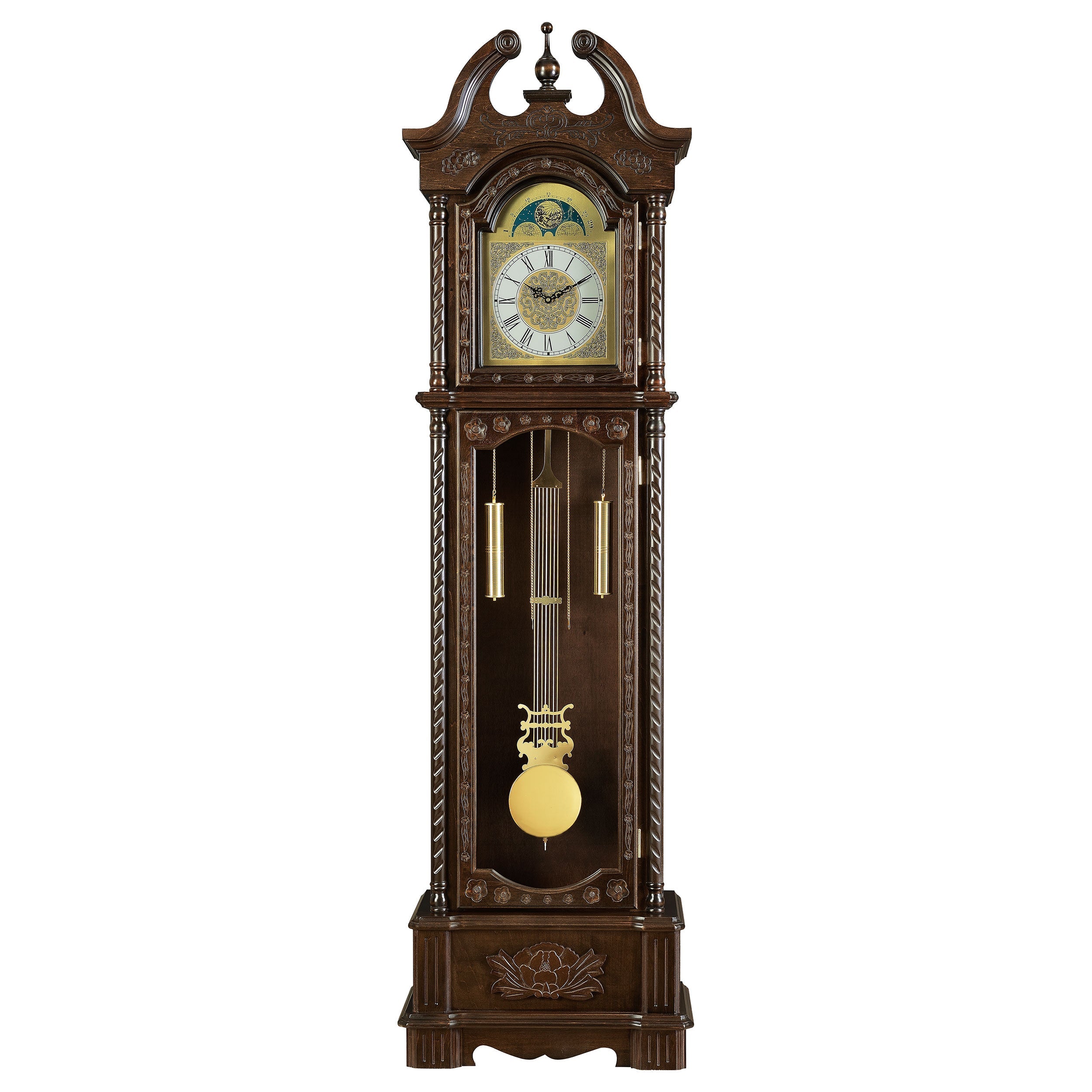 Cedric Grandfather Clock with Chime Golden Brown