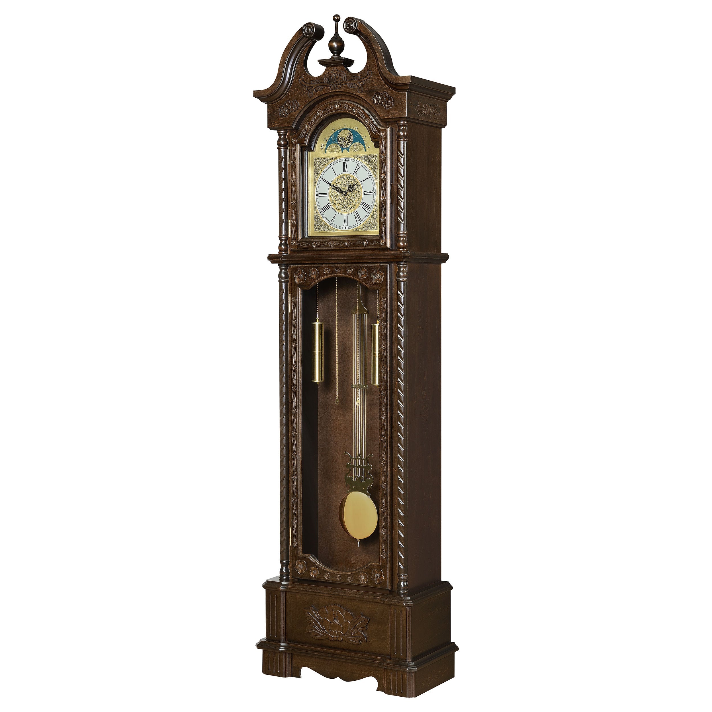 Cedric Grandfather Clock with Chime Golden Brown