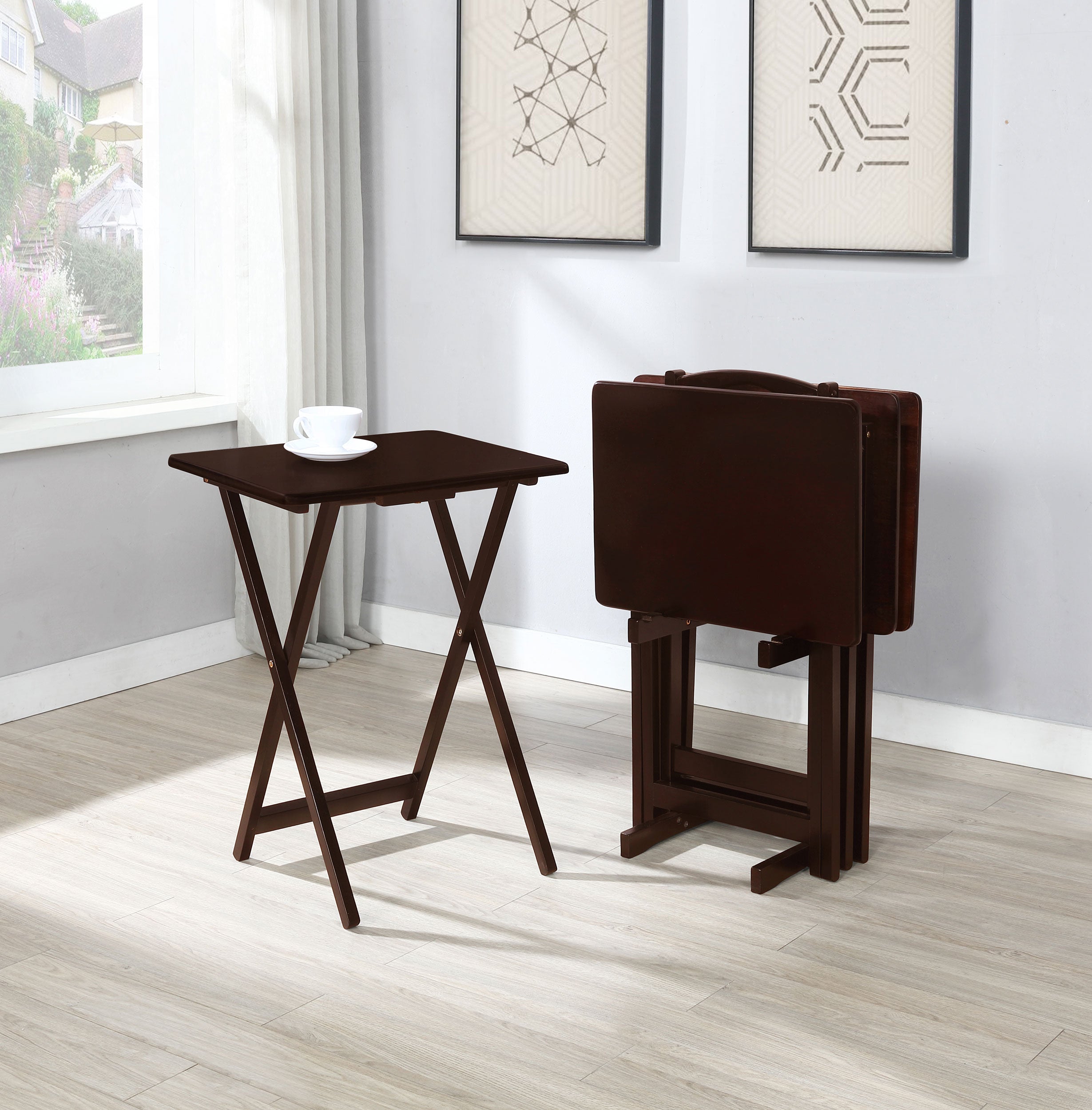 Donna  TV Tray Table Set with Stand Black