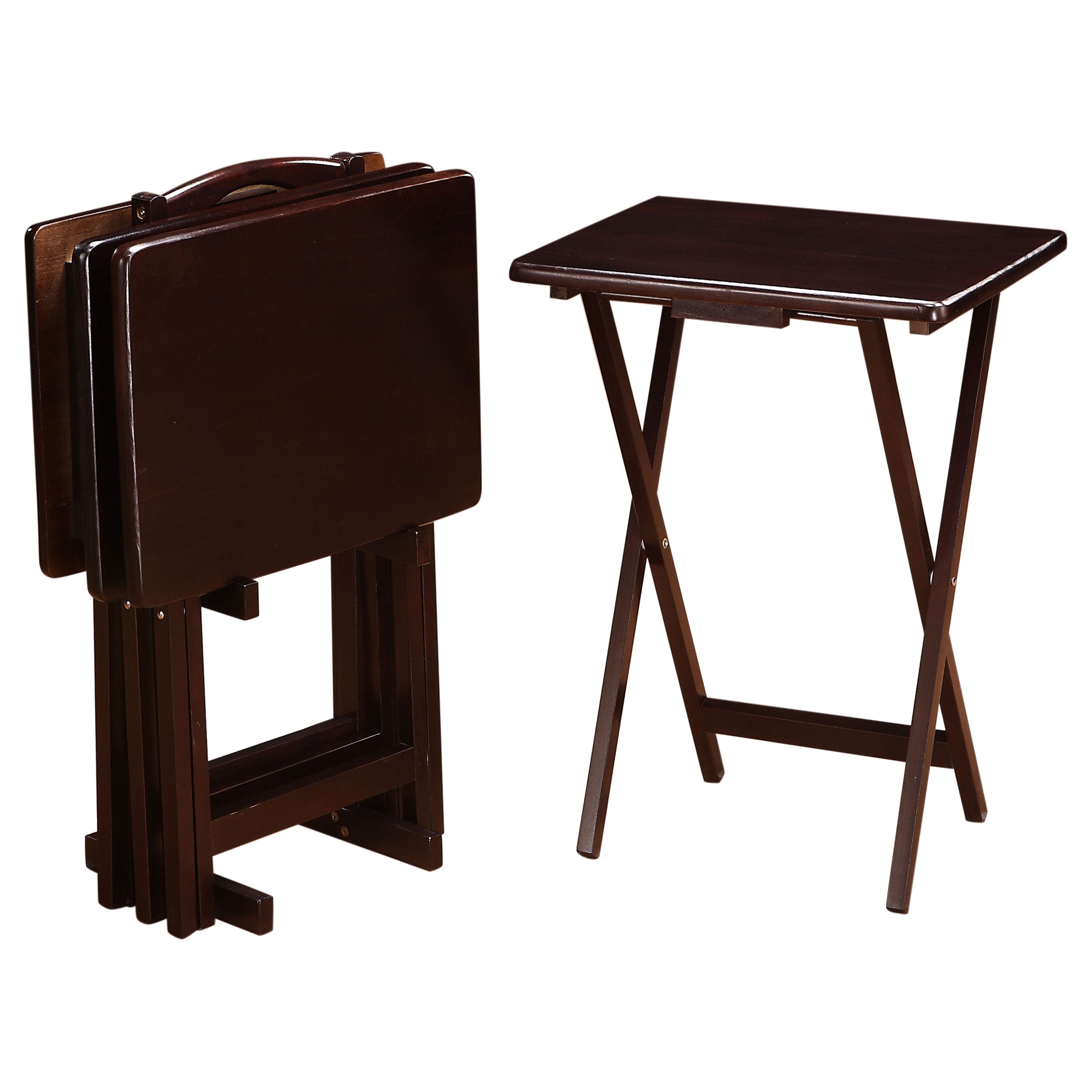 Donna  TV Tray Table Set with Stand Black