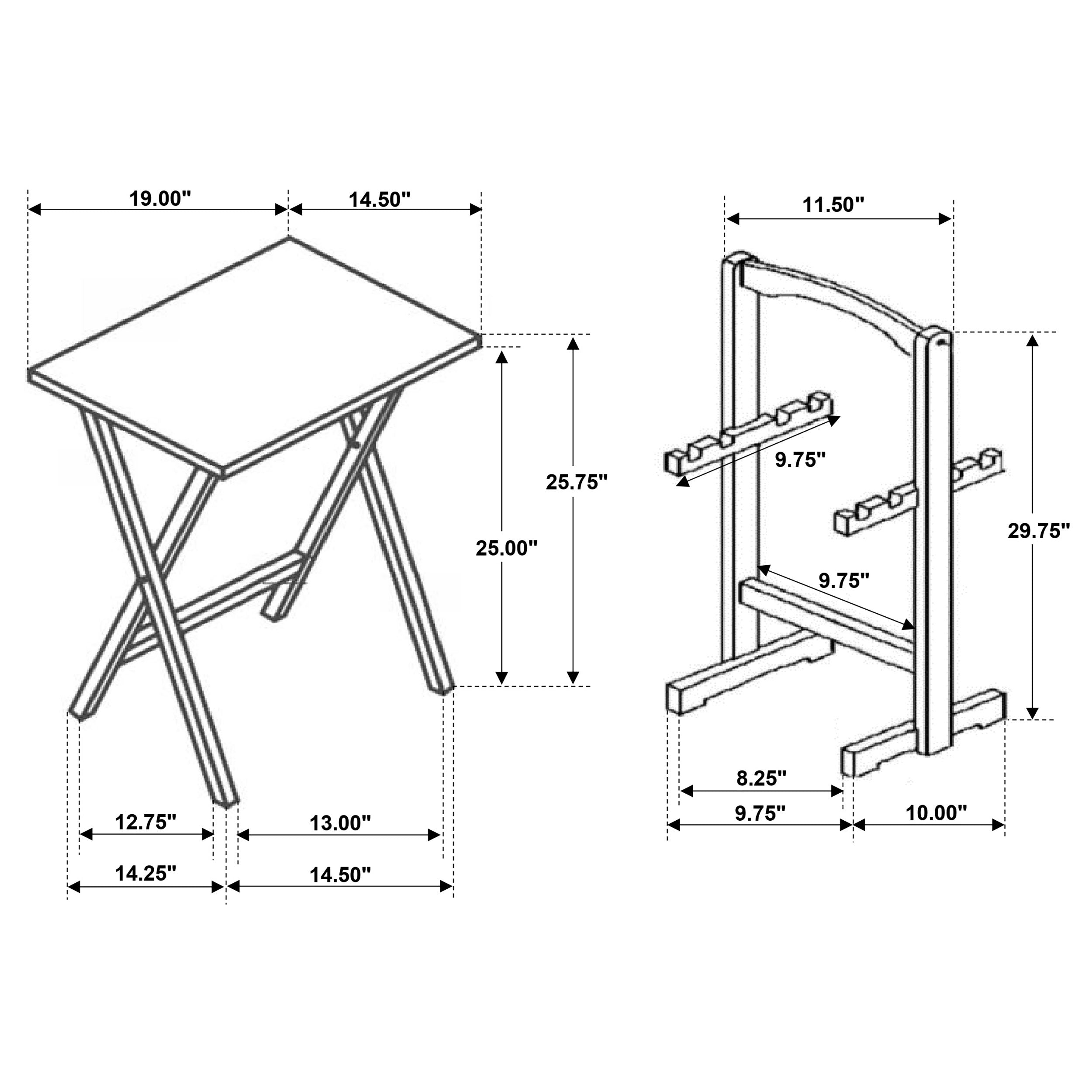 Donna  TV Tray Table Set with Stand Black