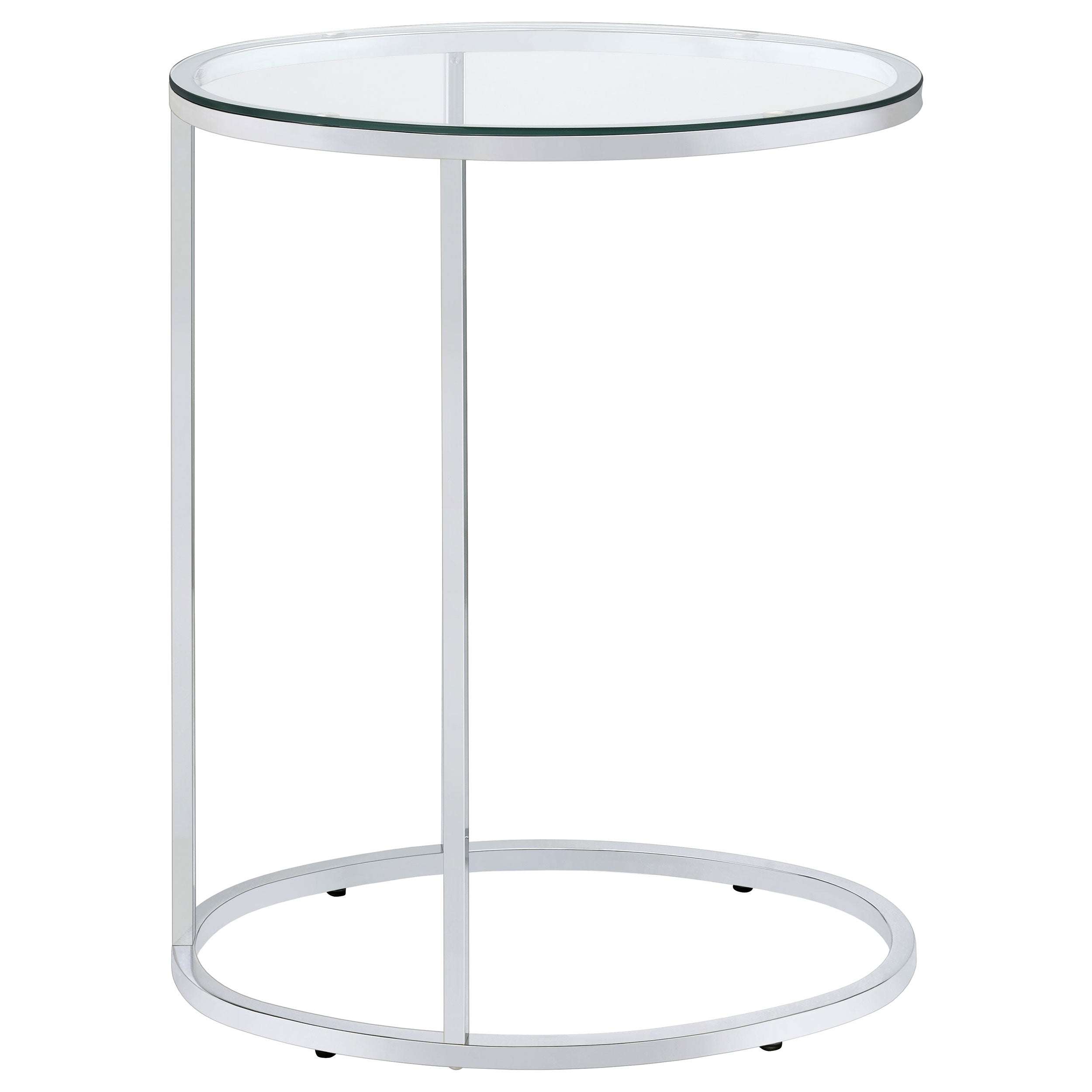 Kyle Oval Snack Table Chrome and Clear