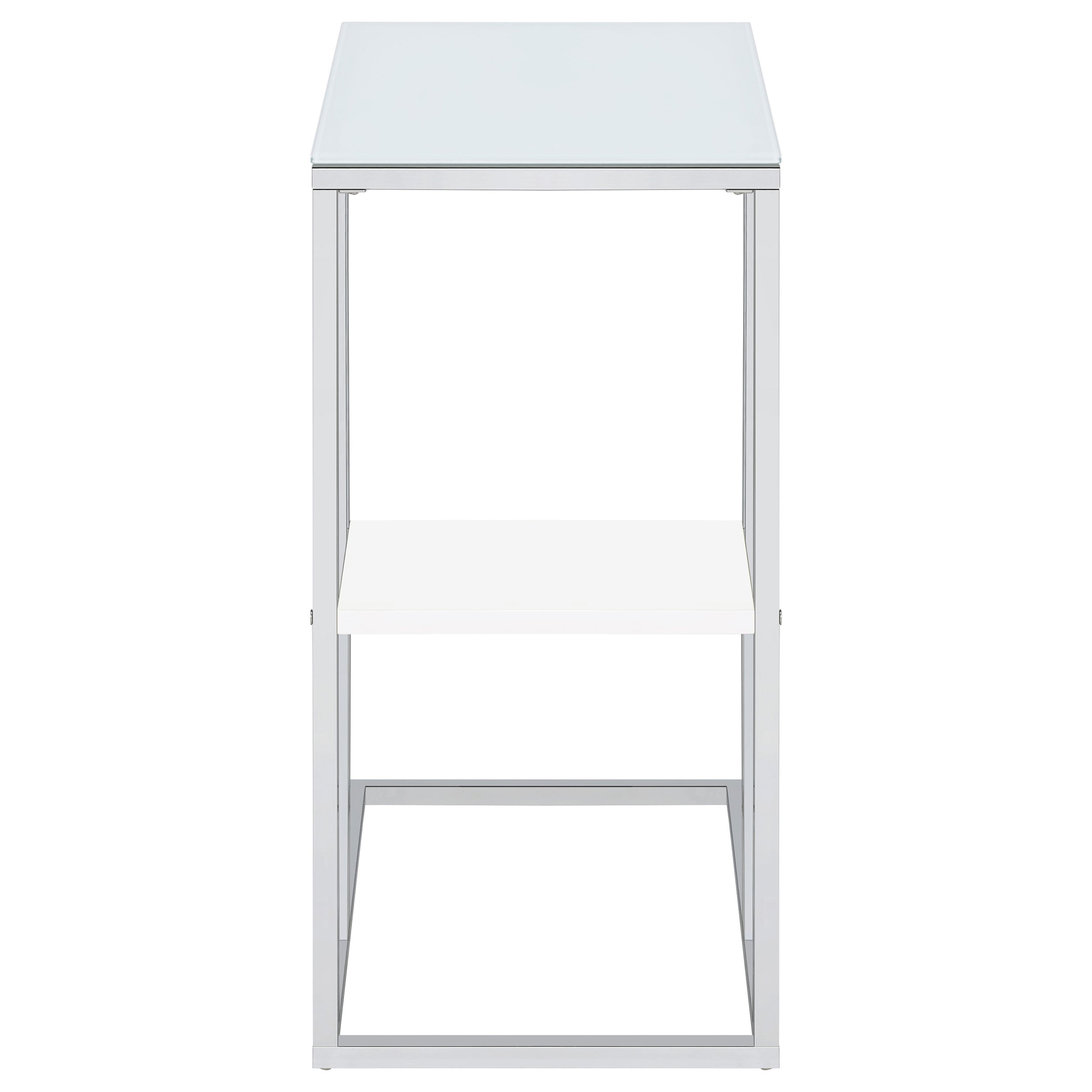 Daisy 1-shelf Accent Table Chrome and White