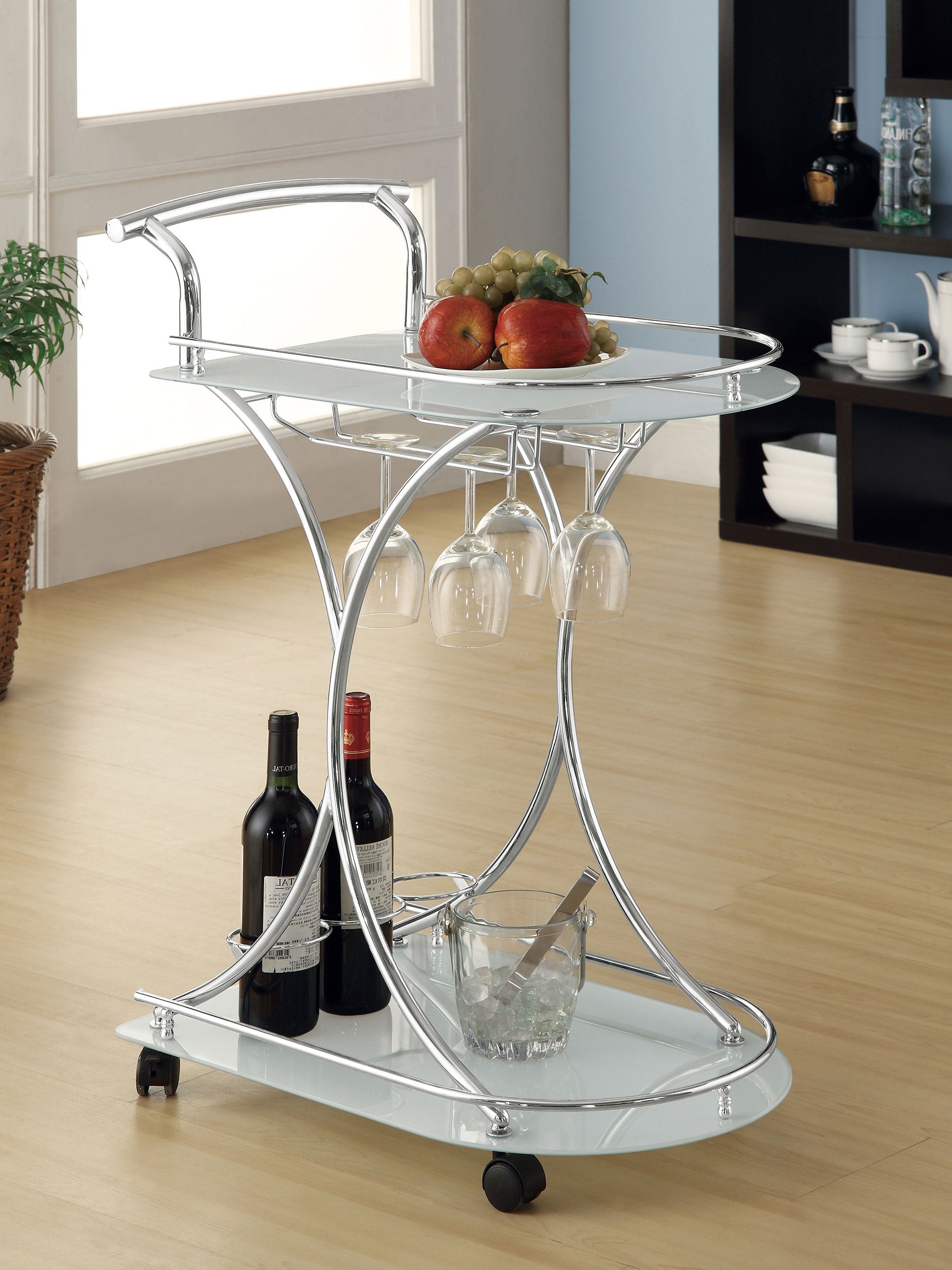 Elfman 2-shelve Serving Cart Chrome and Black