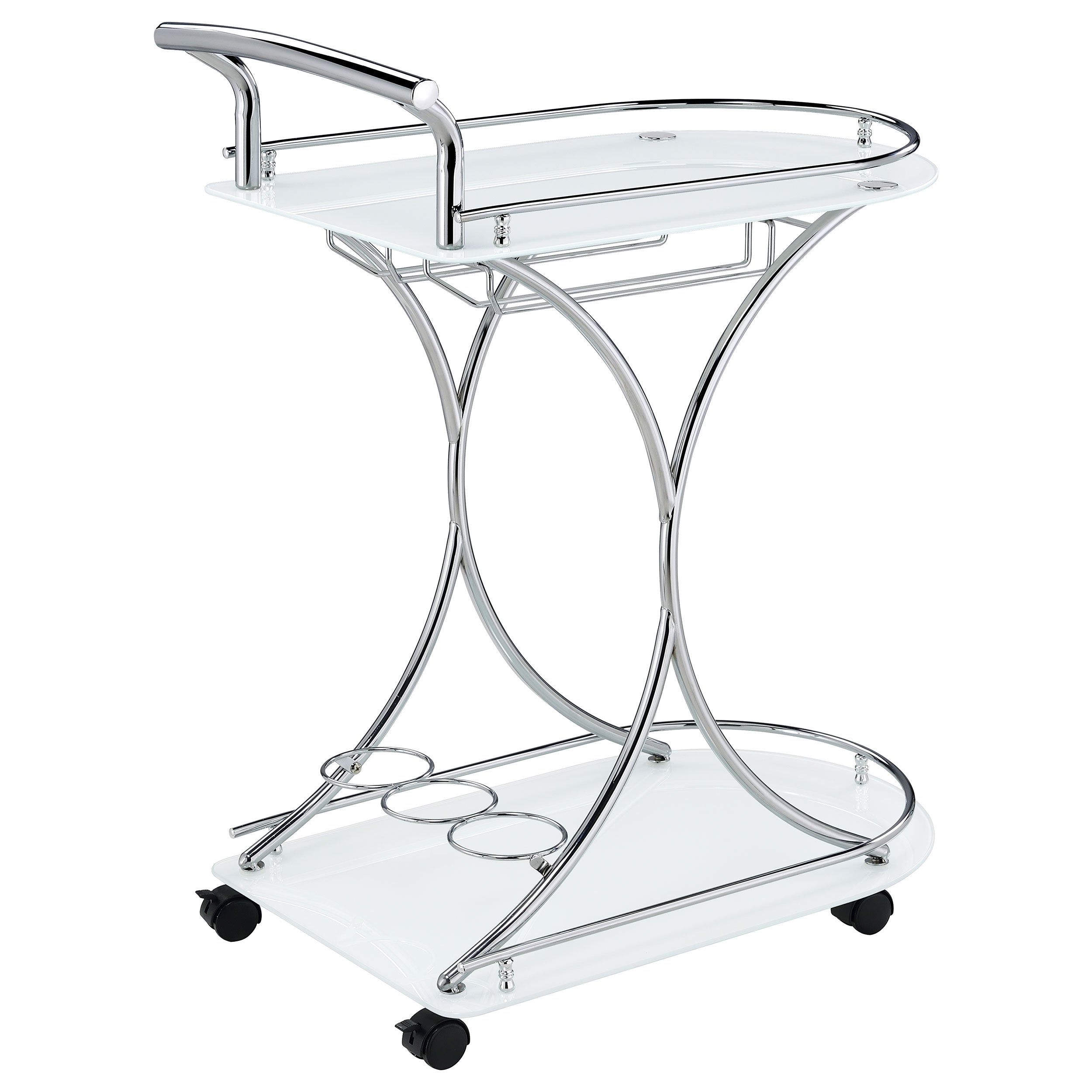 Elfman 2-shelve Serving Cart Chrome and Black