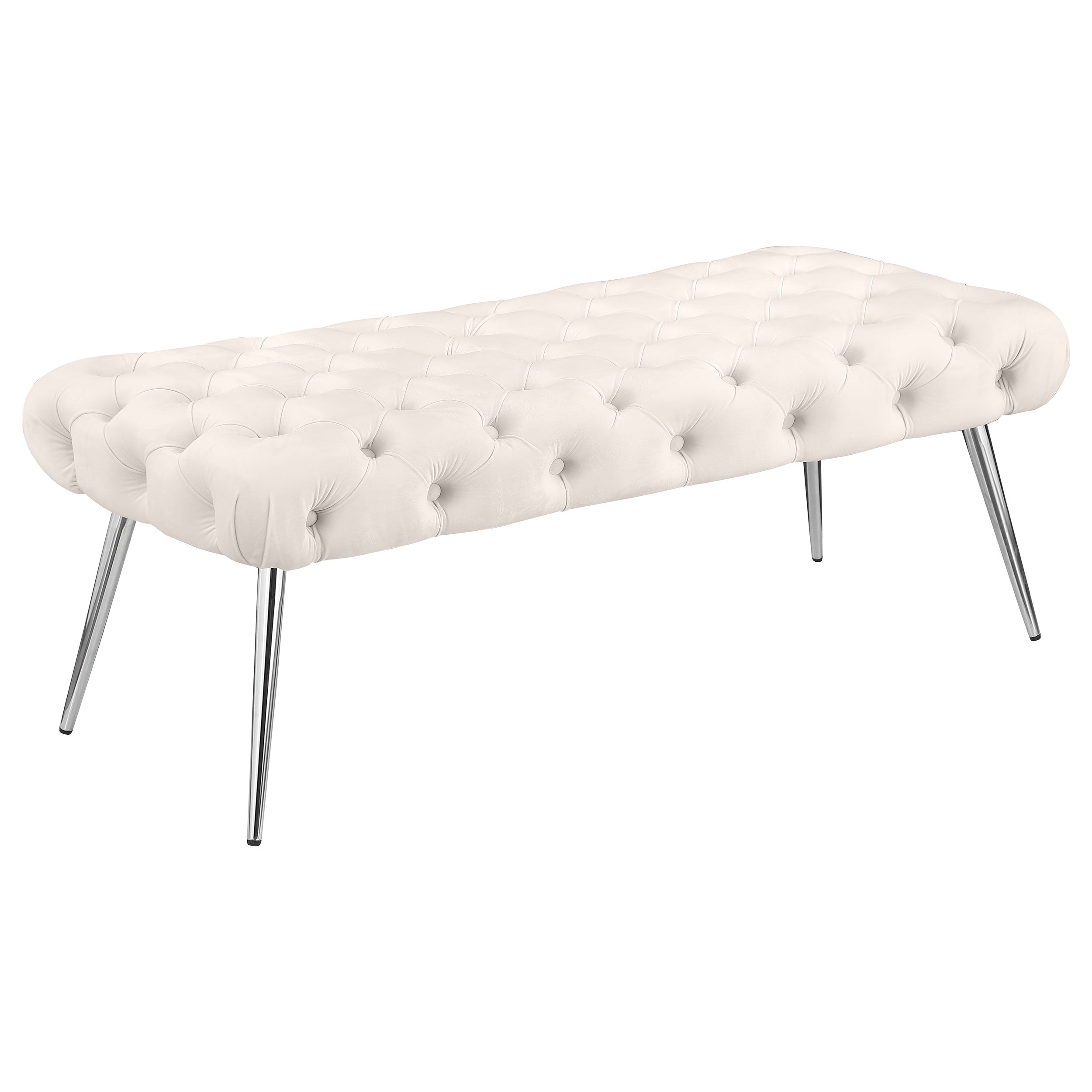 Ella Upholstered Tufted Bench Metal Legs Rust