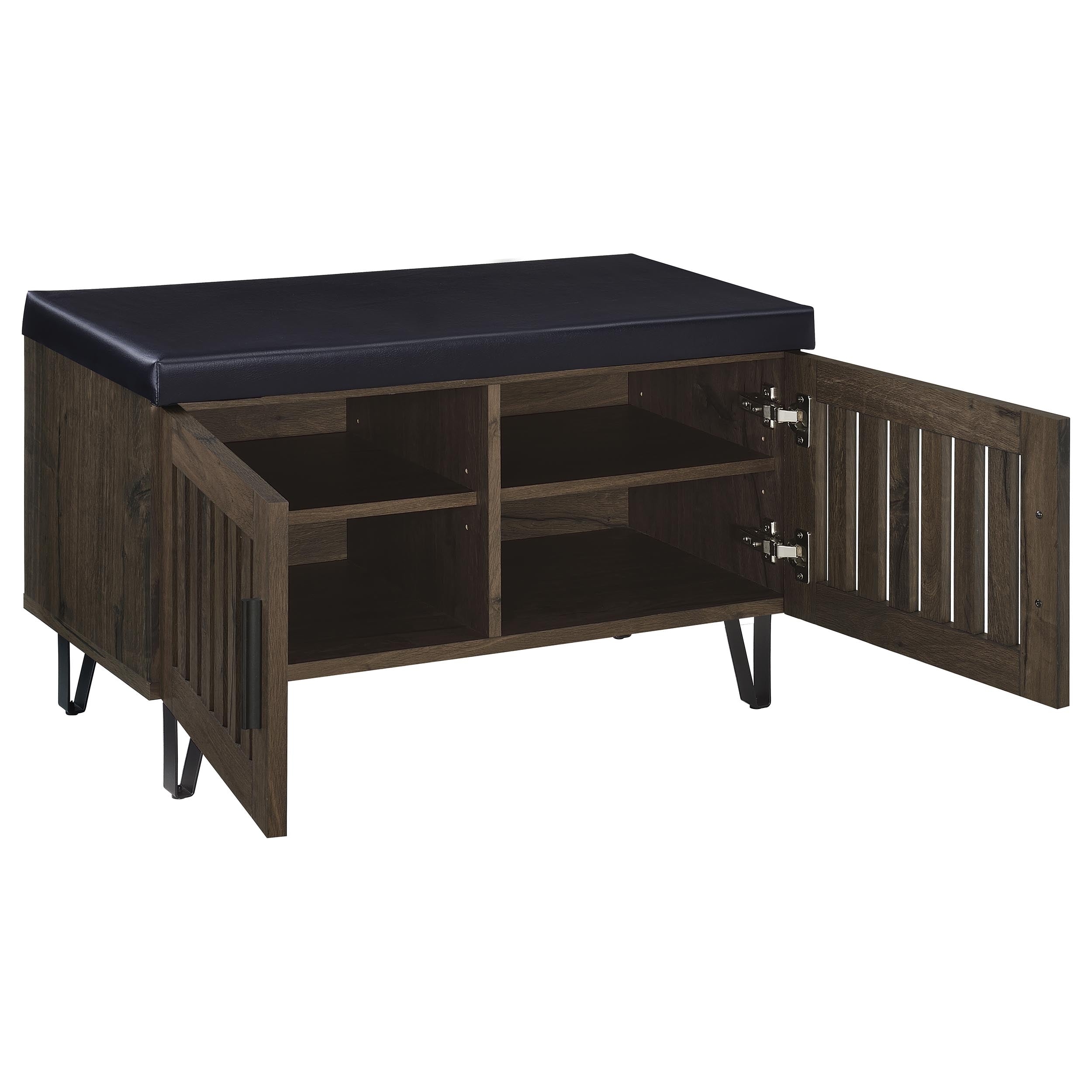 Brixton 2-door Padded Entryway Shoe Storage Bench Black