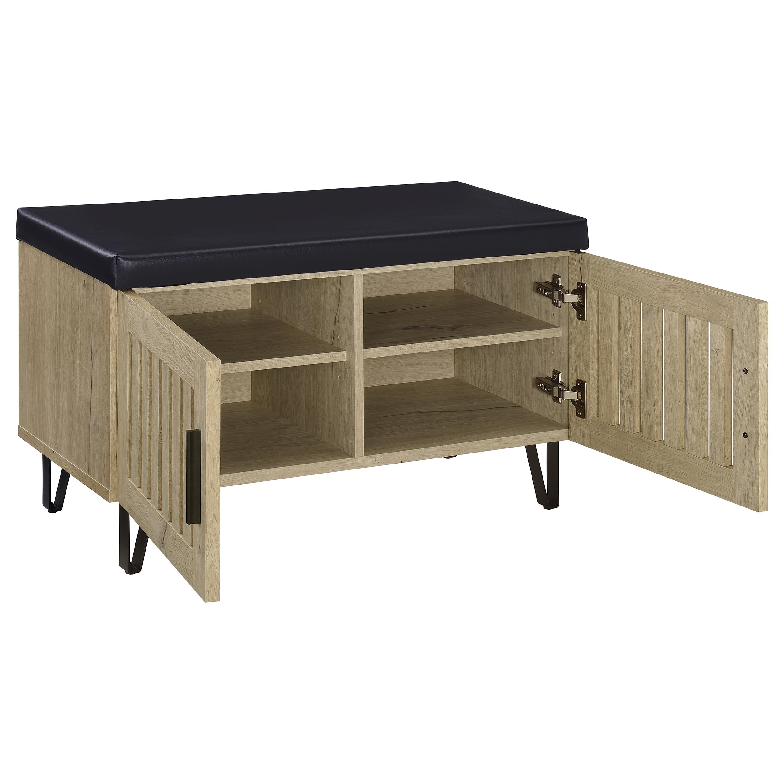 Brixton 2-door Padded Entryway Shoe Storage Bench Black