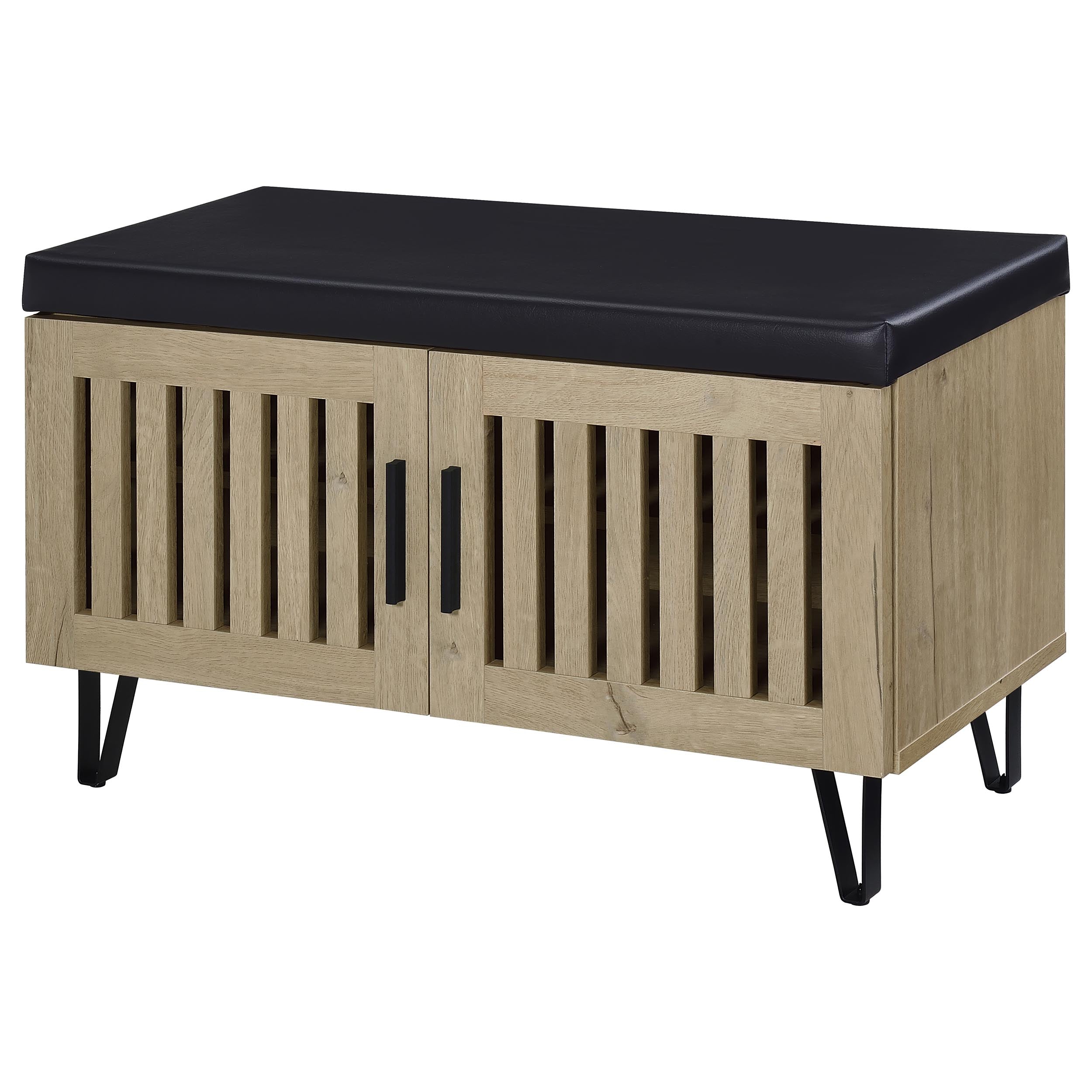 Brixton 2-door Padded Entryway Shoe Storage Bench Black