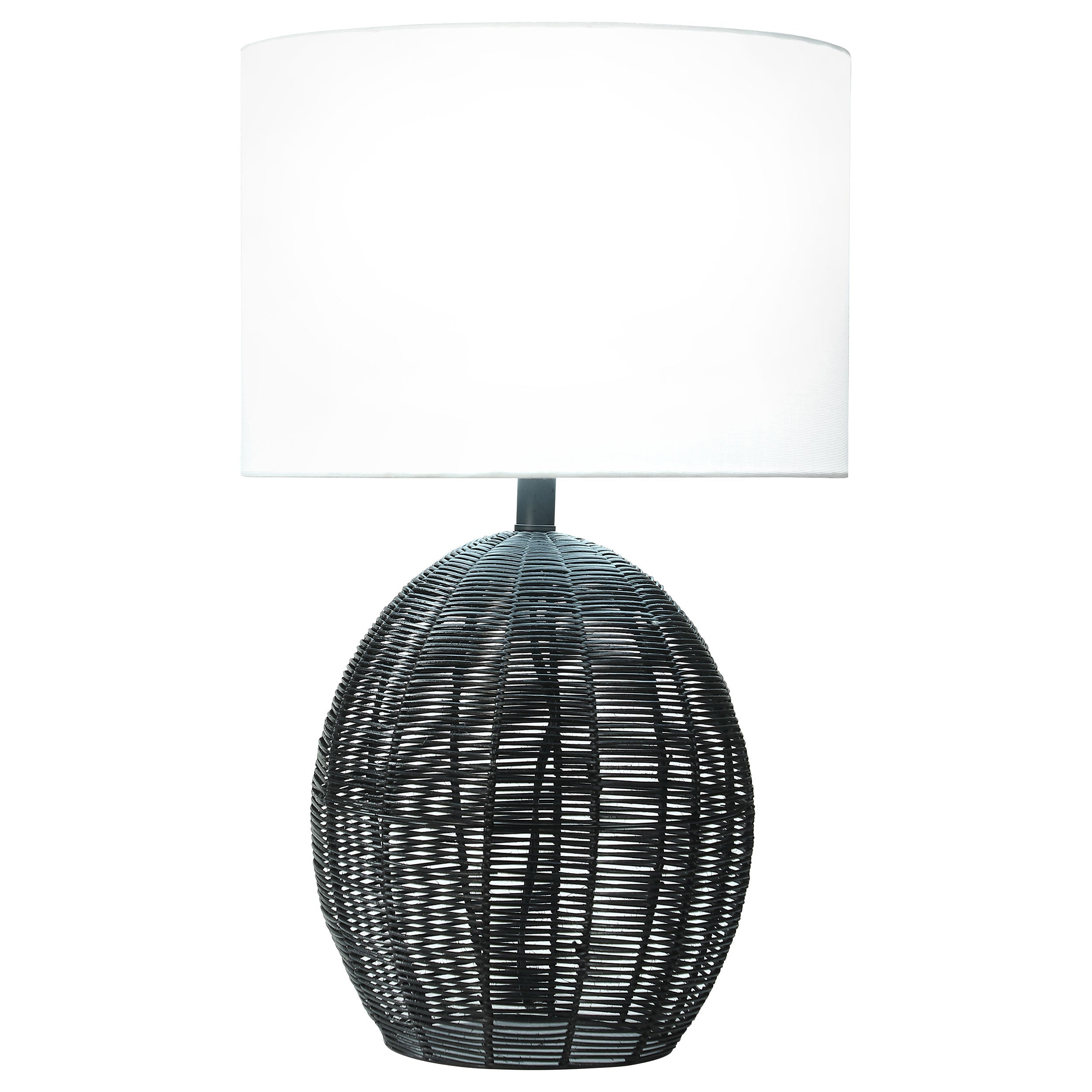 Indio Drum Shade Handwoven Rattan Table Lamp Black