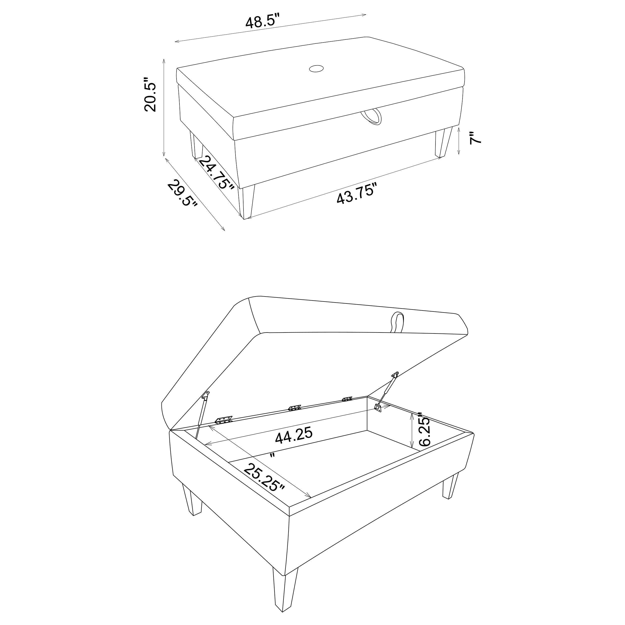 Ernest Rectangular Upholstered Storage Ottoman Black and White